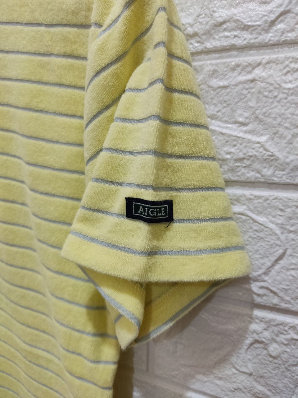 Vintage - Aigle Yellow Striped Made in Japan Polo Tee - 6