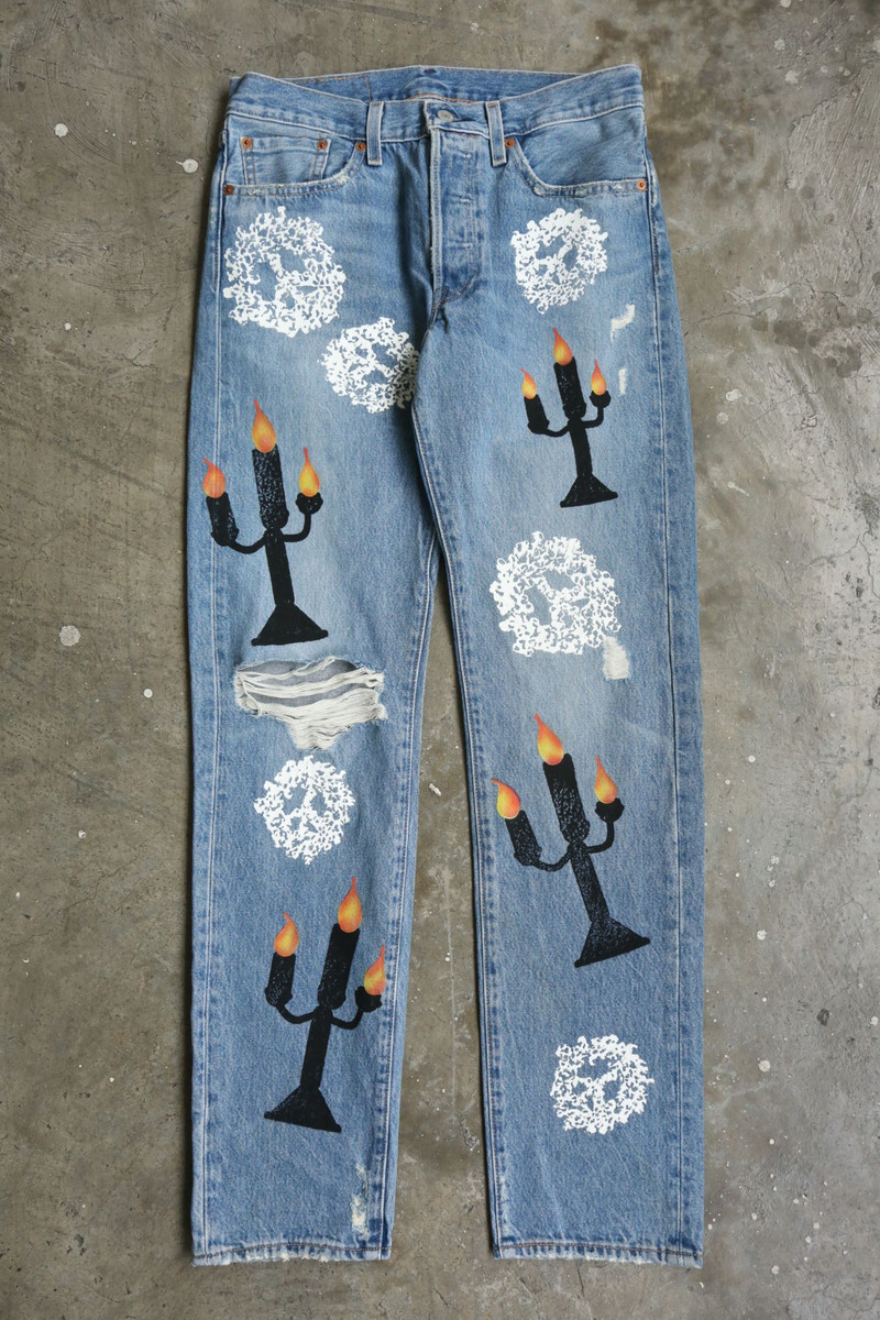 DENIM TEARS × Virgil Abloh - L - DT - VA - S/S 21 - "Message in a Tear" 501 Denim Jean - 1