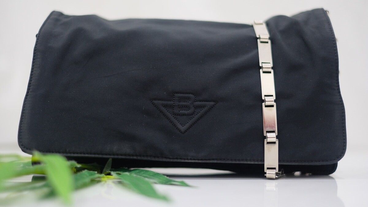 Vintage Bottega veneta Black Nylon Shoulder bag Chain sling - 2