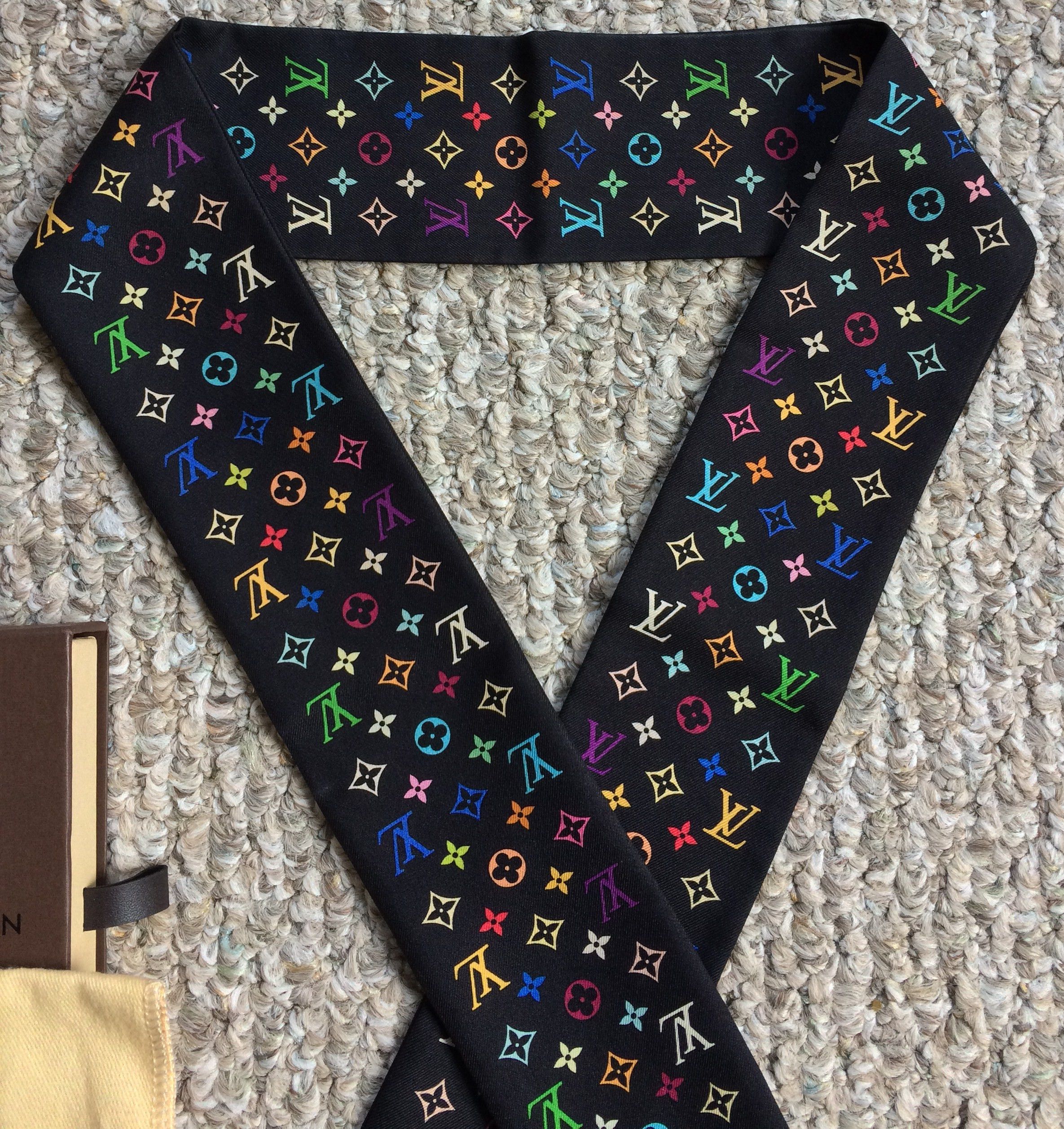 NEW S/S 2003 Vuitton Murakami Multicolor Monogram Scarf - 2