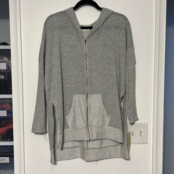 Vintage Havana Heather Grey Zip Up Sweatshirt - 1