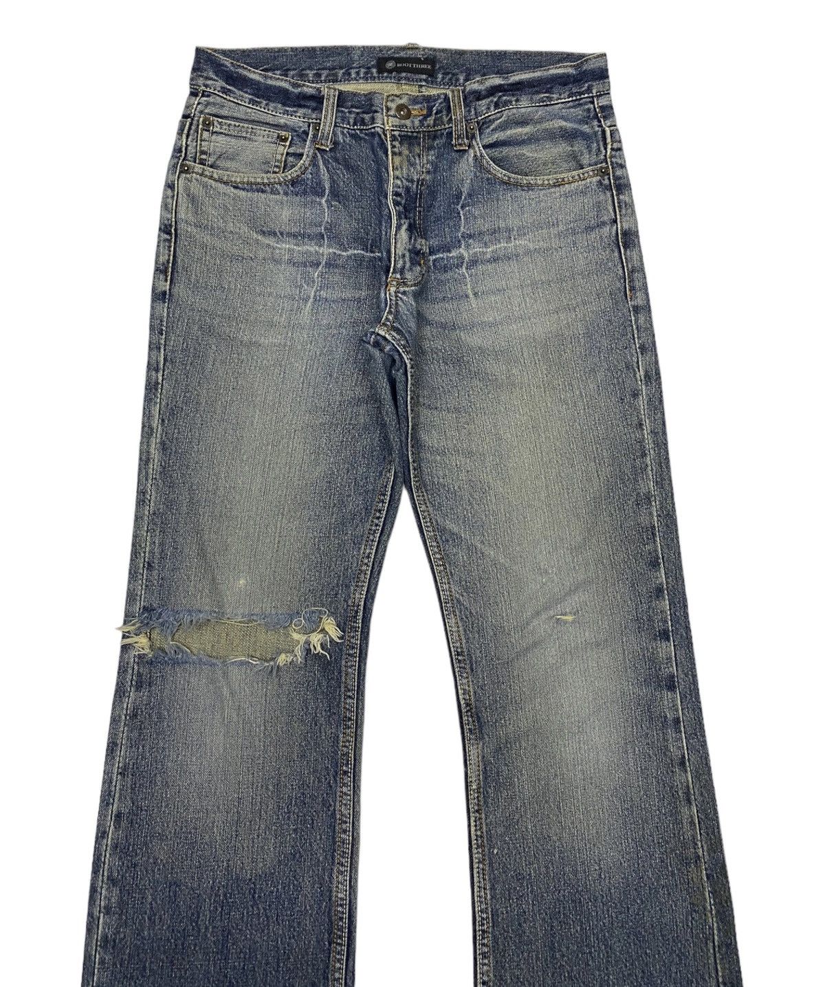 Archival Clothing - FLARED🔥ROOT THREE DISTRESSED DENIM JEANS - 5