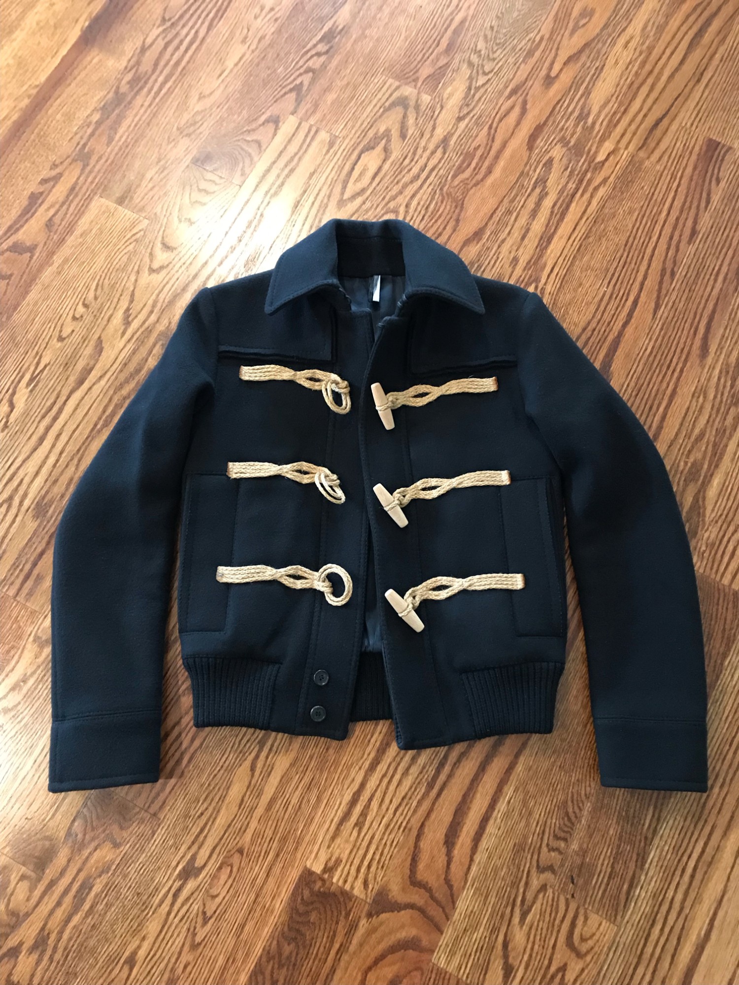 Dior A/W 2006 DIOR BLACK WOOL DUFFLE COAT SIZE 44 XS-S