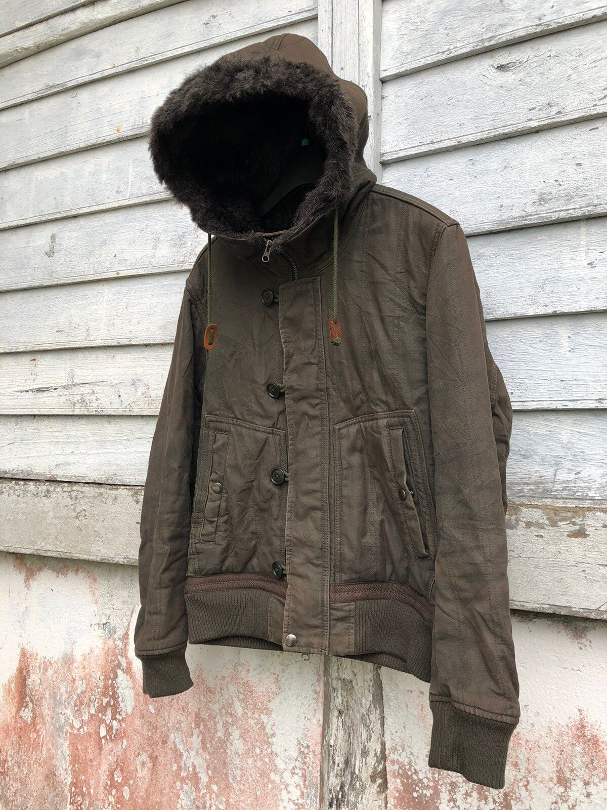 Beams Hooded Acrylic Furr Lining Military Design Jacket - 3