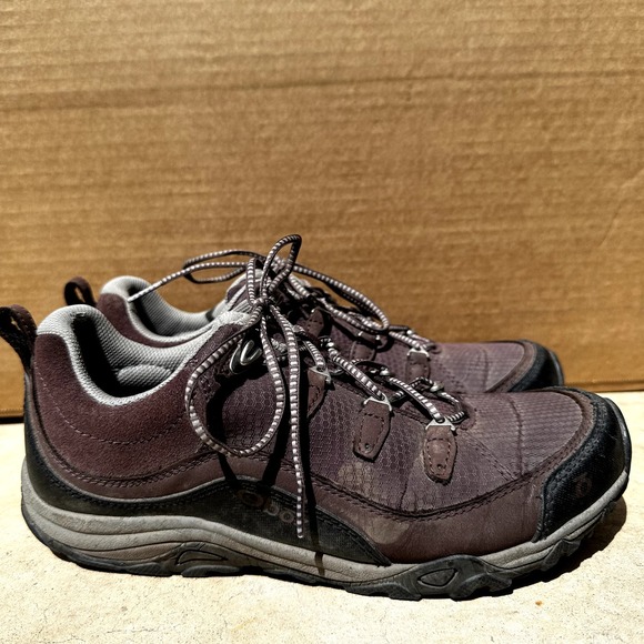 Oboz Juniper Trail Hiking Shoes Low Top Lace Up Mesh Leather Plum Size 9.5 - 2