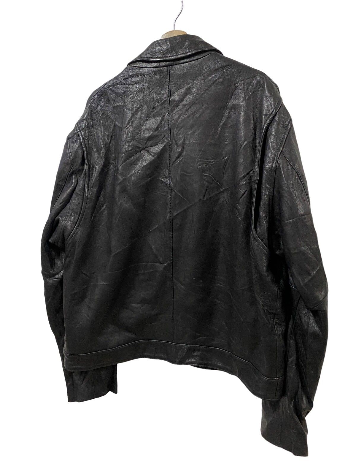 Vtg🌑Donna Karan New York Double Collar Leather Jacket - 15
