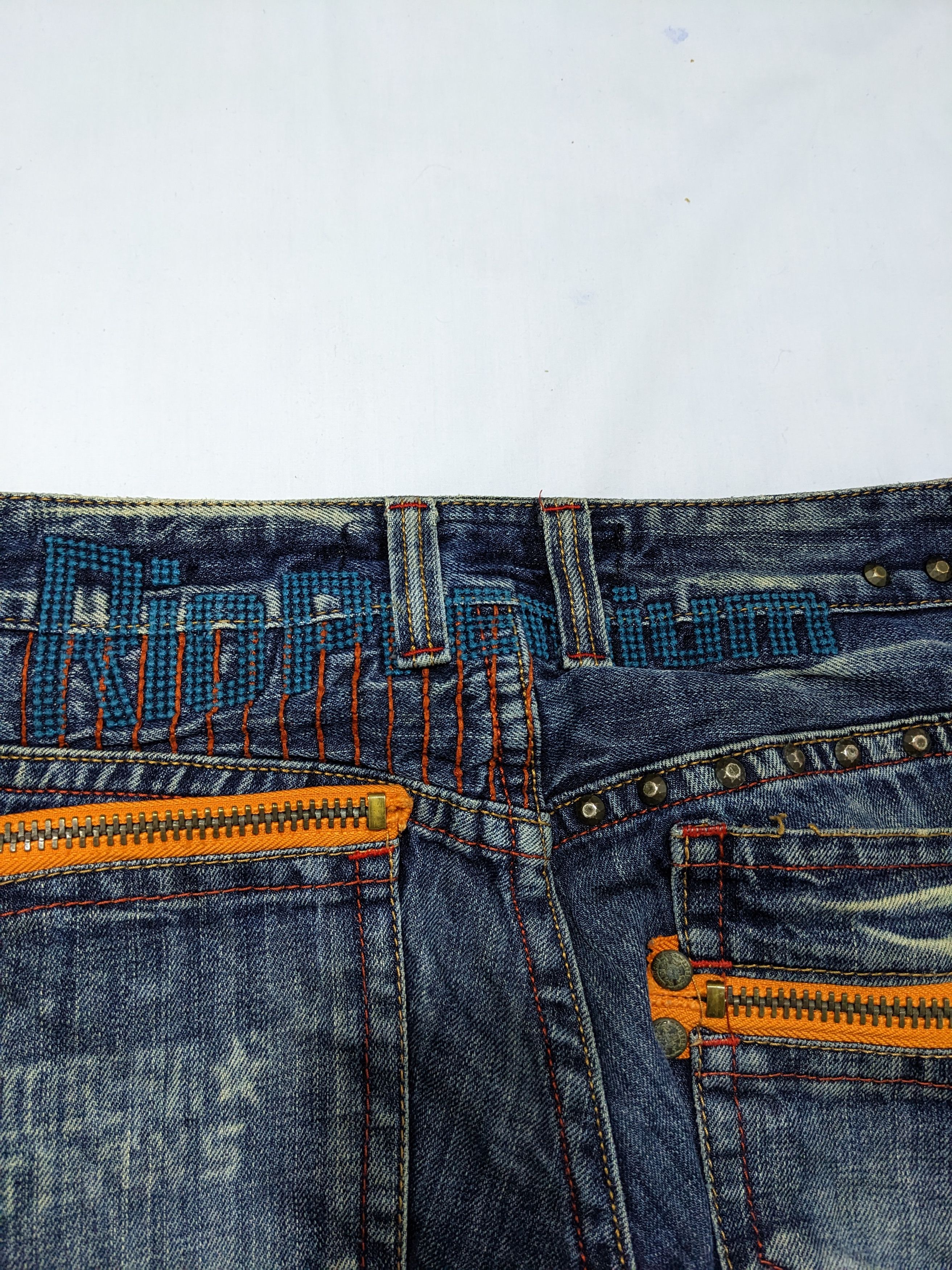 If Six Was Nine - Riobera Studded Zipper Flare Denim Wash Low Rise Jeans - 11