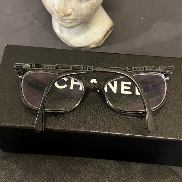 Chanel Women's Swarovski Jeweled Eyeglasses 3305 B c.1443 54mm Sparkle Black GUC - 10