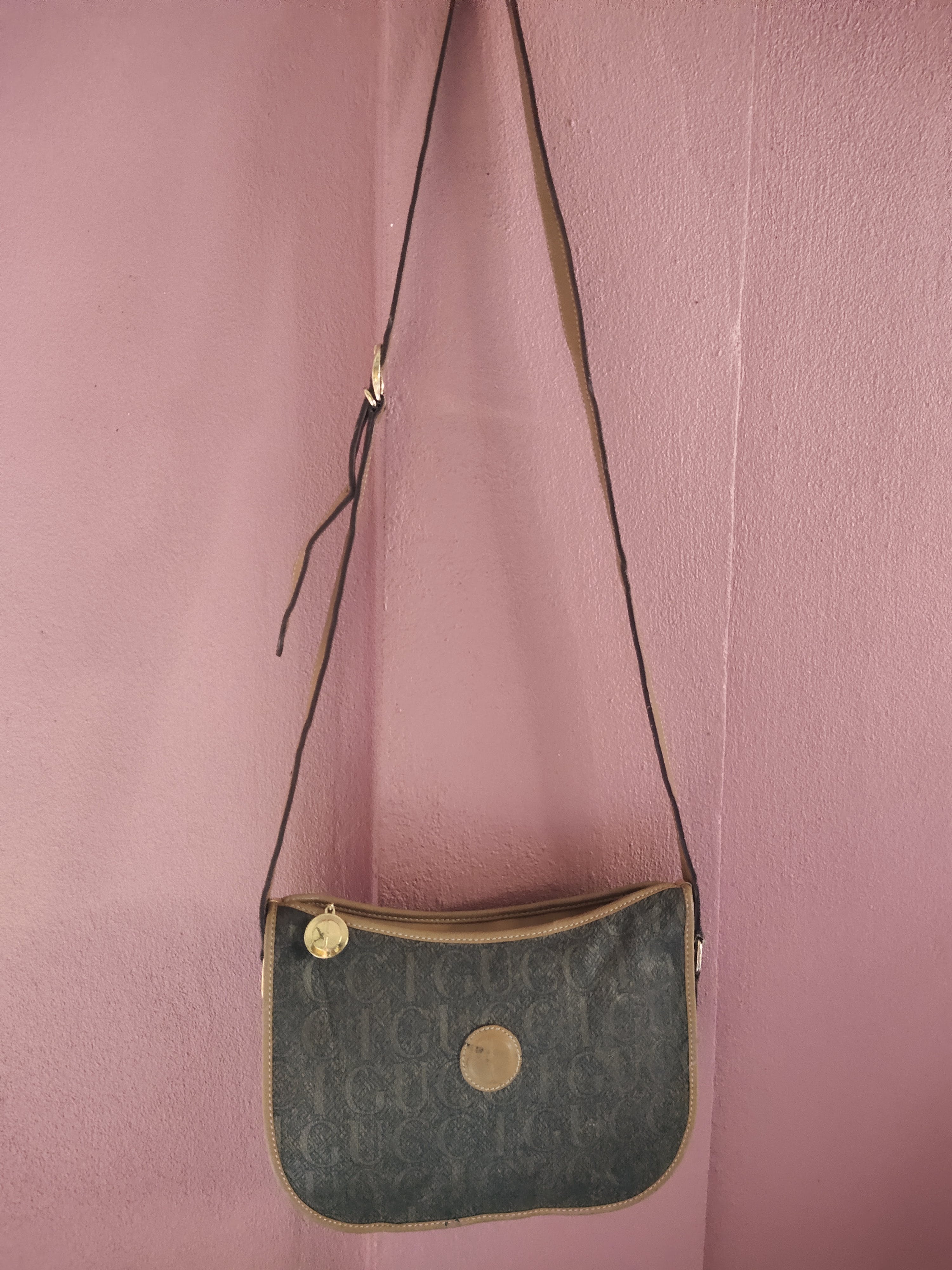 Vintage gucci canvas x leather satchel bag - 3