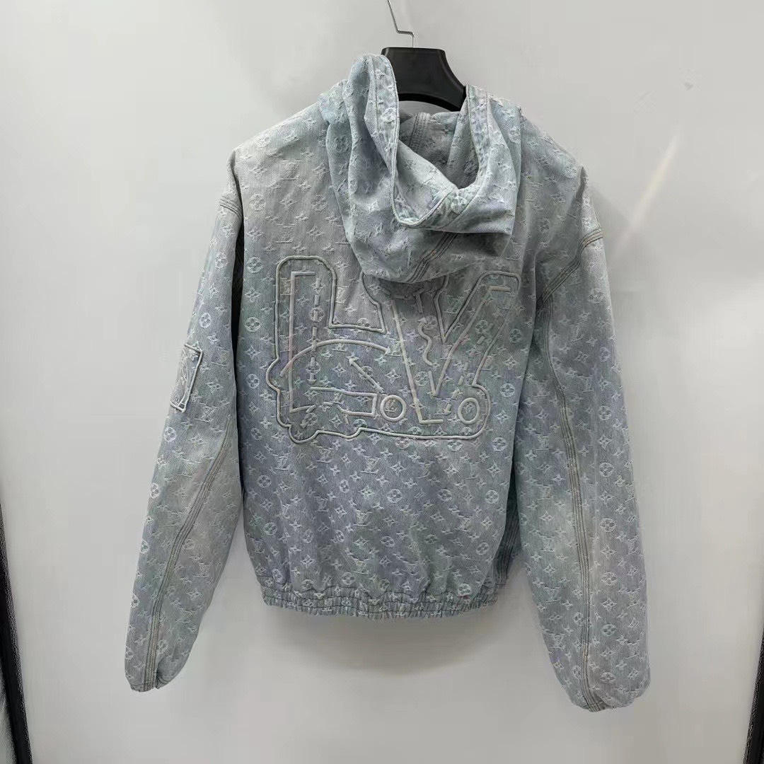 louis vuitton Blue NBA all-over logo denim jacket - 3