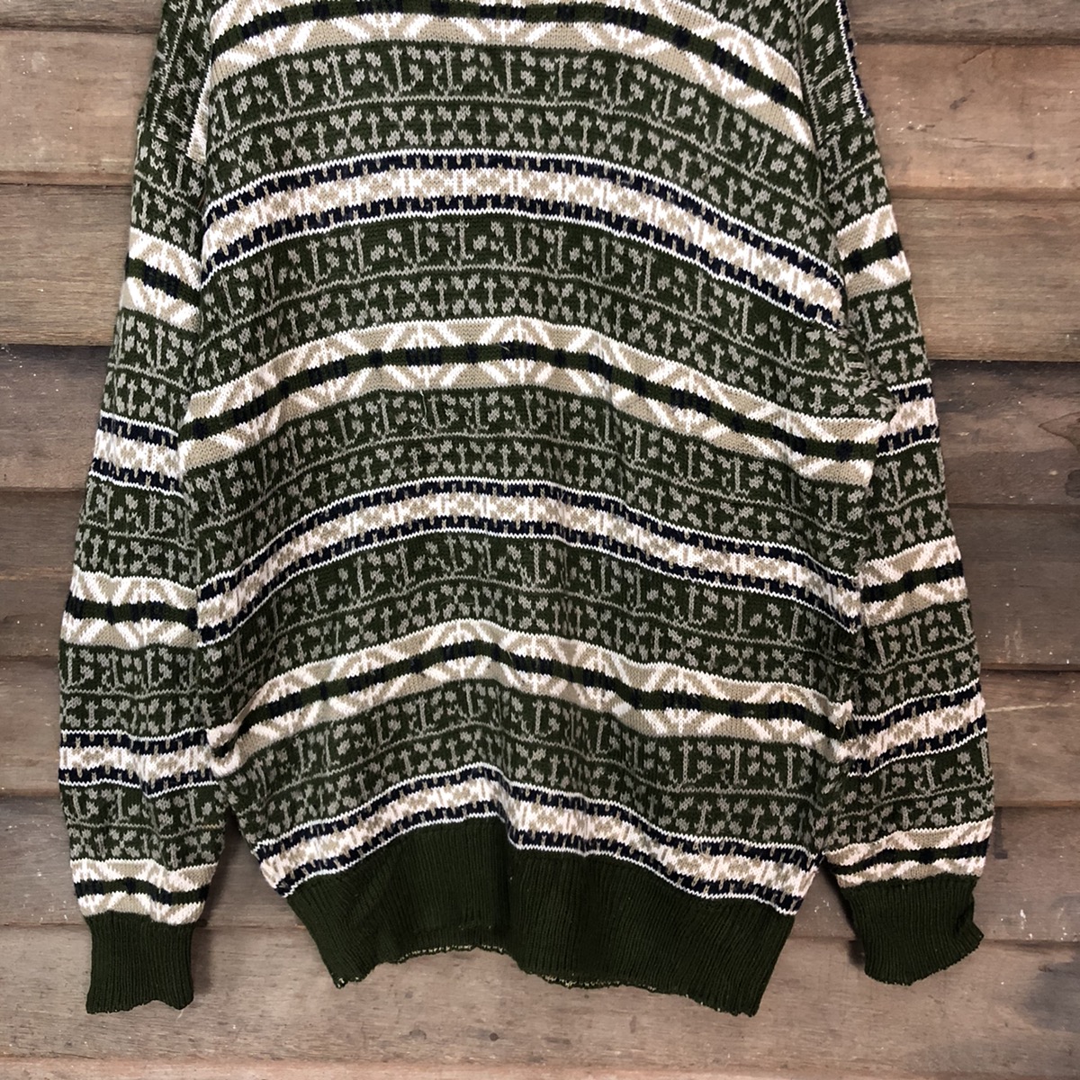 Homespun Knitwear - Yes Pleeze Patterned Knit Sweater - 8
