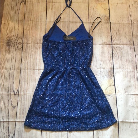 Honey Punch Royal Blue Sequin Halter Dress - 7