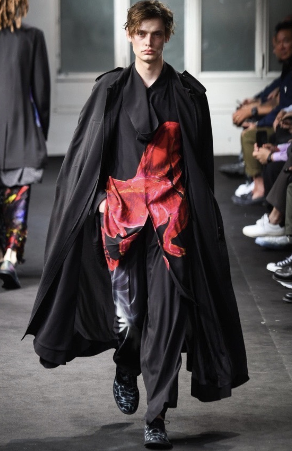 Yohji Yamamoto BlackScandal 2019SS x Asakura Scarf Collar Abstract Portrait  Shirt