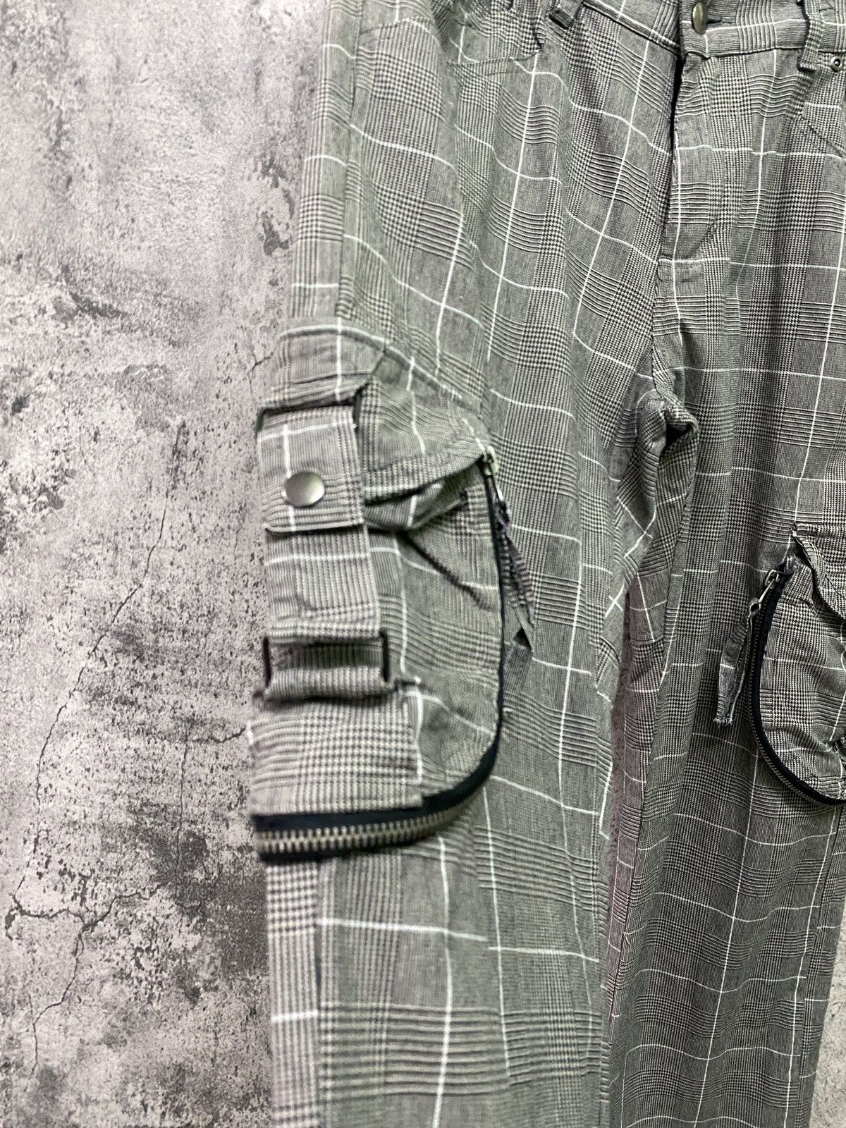 Japanese Brand - 31040=SKKONE Cargo Multipocket Checked Bondage Style Pant - 7