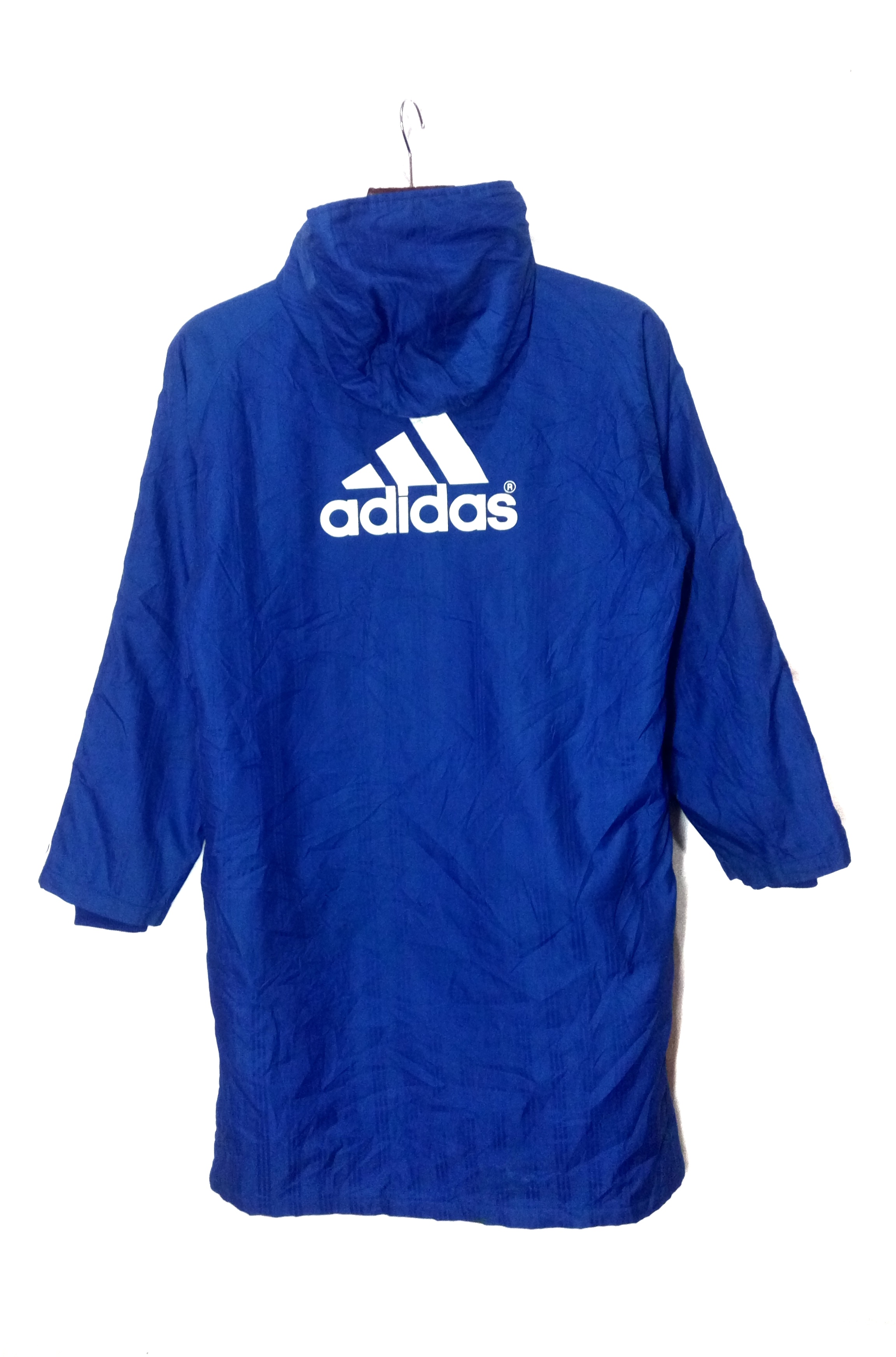 Adidas big logo sherpa inner lining long jacket hoodie parka winter size M/L - 2