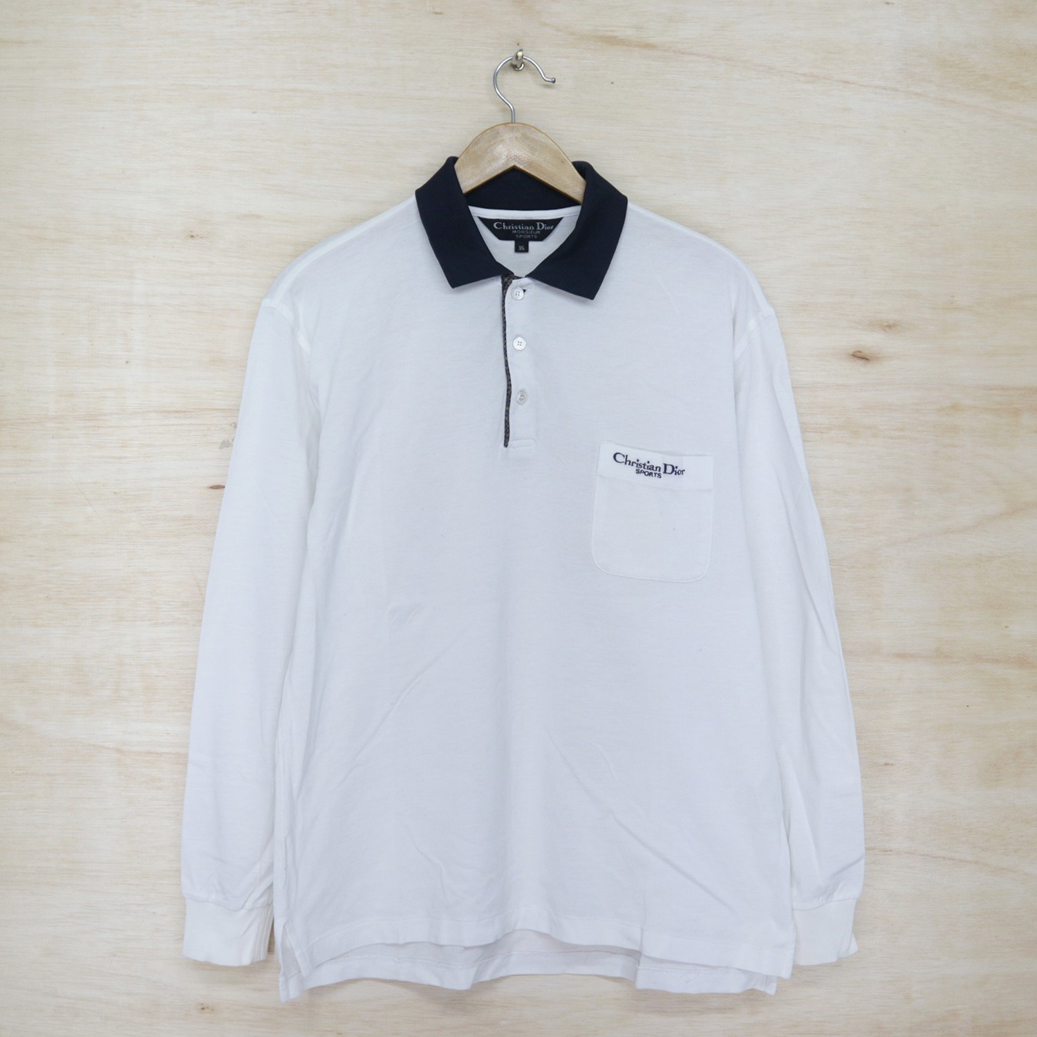 Vintage 90s CHRISTIAN DIOR Monsieur Sports Mini Logo Embroidered Polo Shirt Long Sleeve - 1