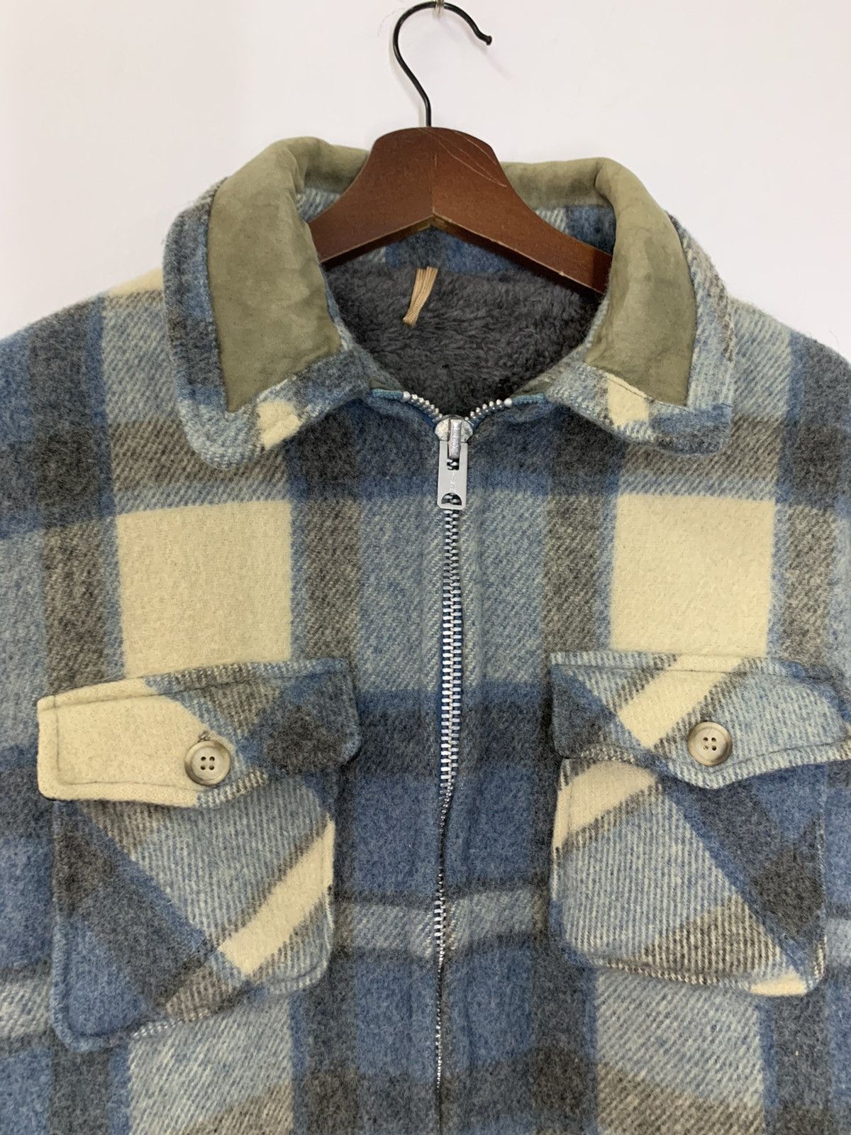 Vintage 70’s Buffalo Wool Plaid Hunting Heavy Jacket Talon - 5