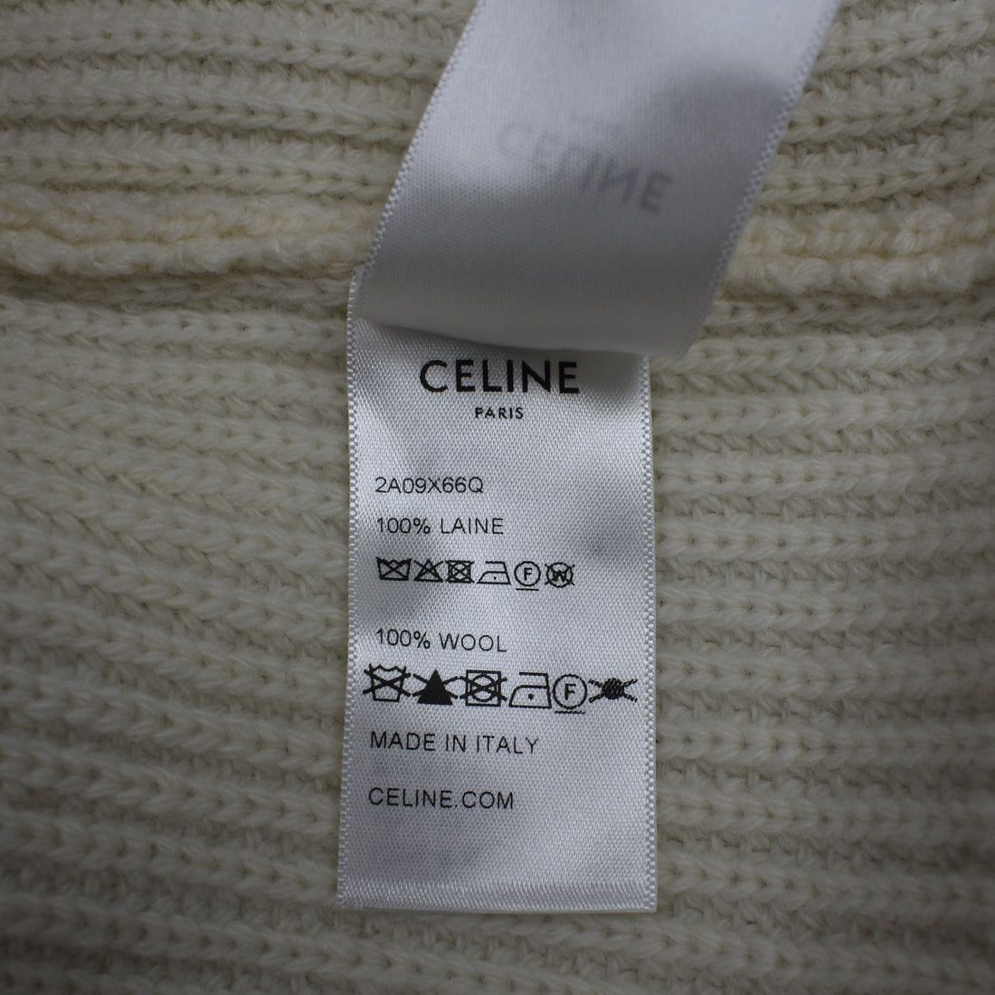 CELINE Cream Wool Sequin Logo Crewneck Sweater - 9