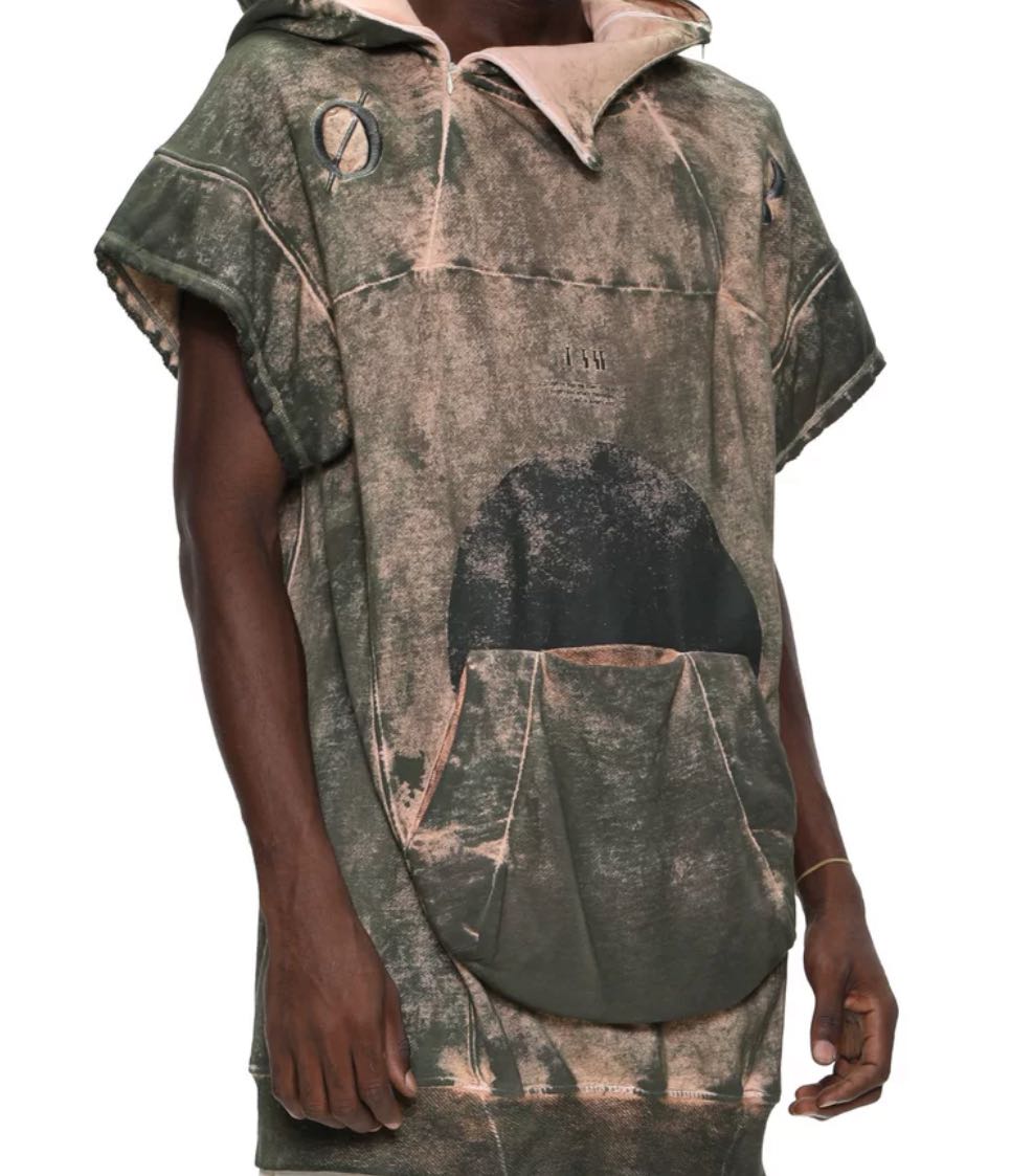 MOON PRMTVSM MOLDY THYME GARMENT-DYED PRINTED SLEEVELESS JACKET SIZE L/XL - 3