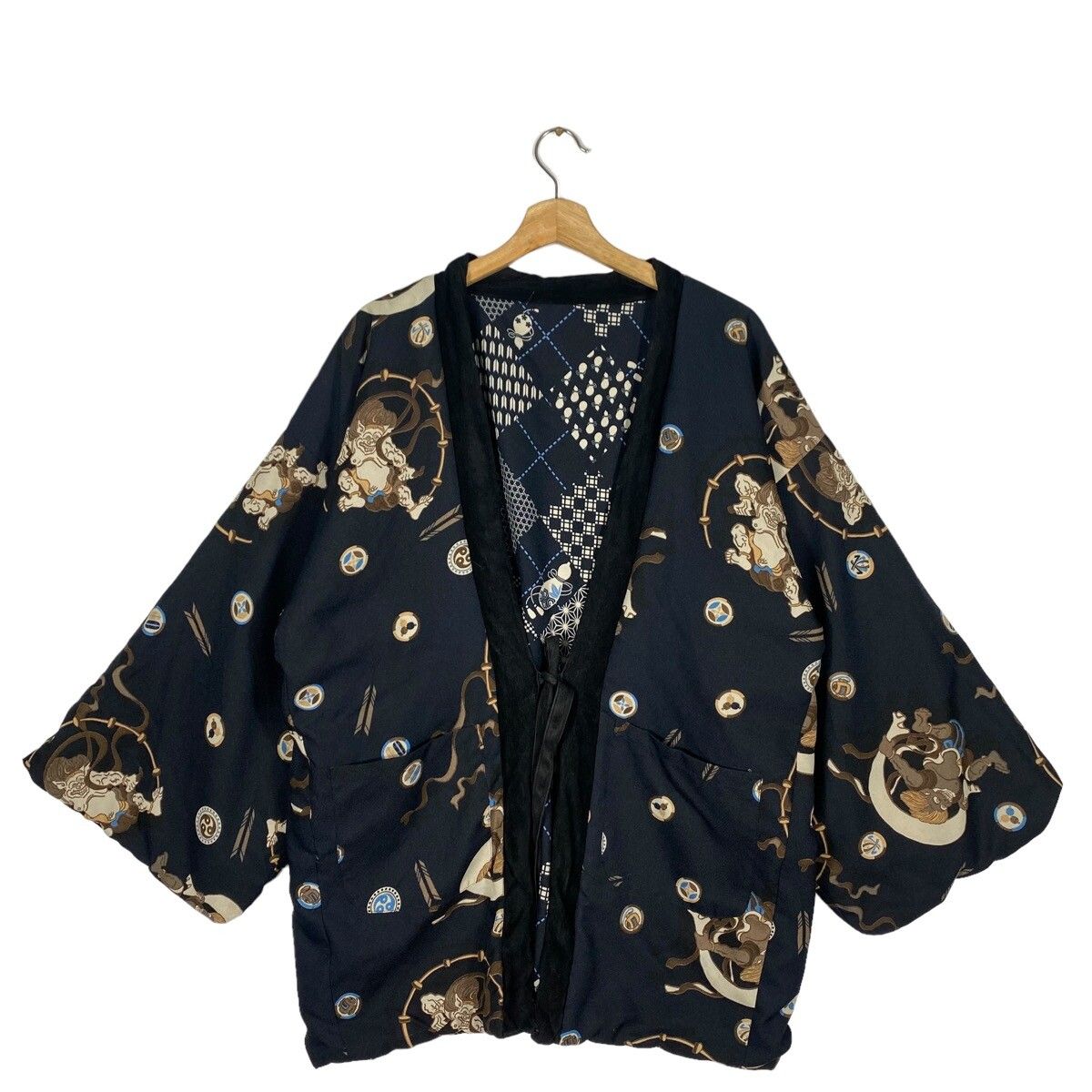 Vintage Fuuji And Raijin The Gods Of Thunder And Wind Kimono - 1