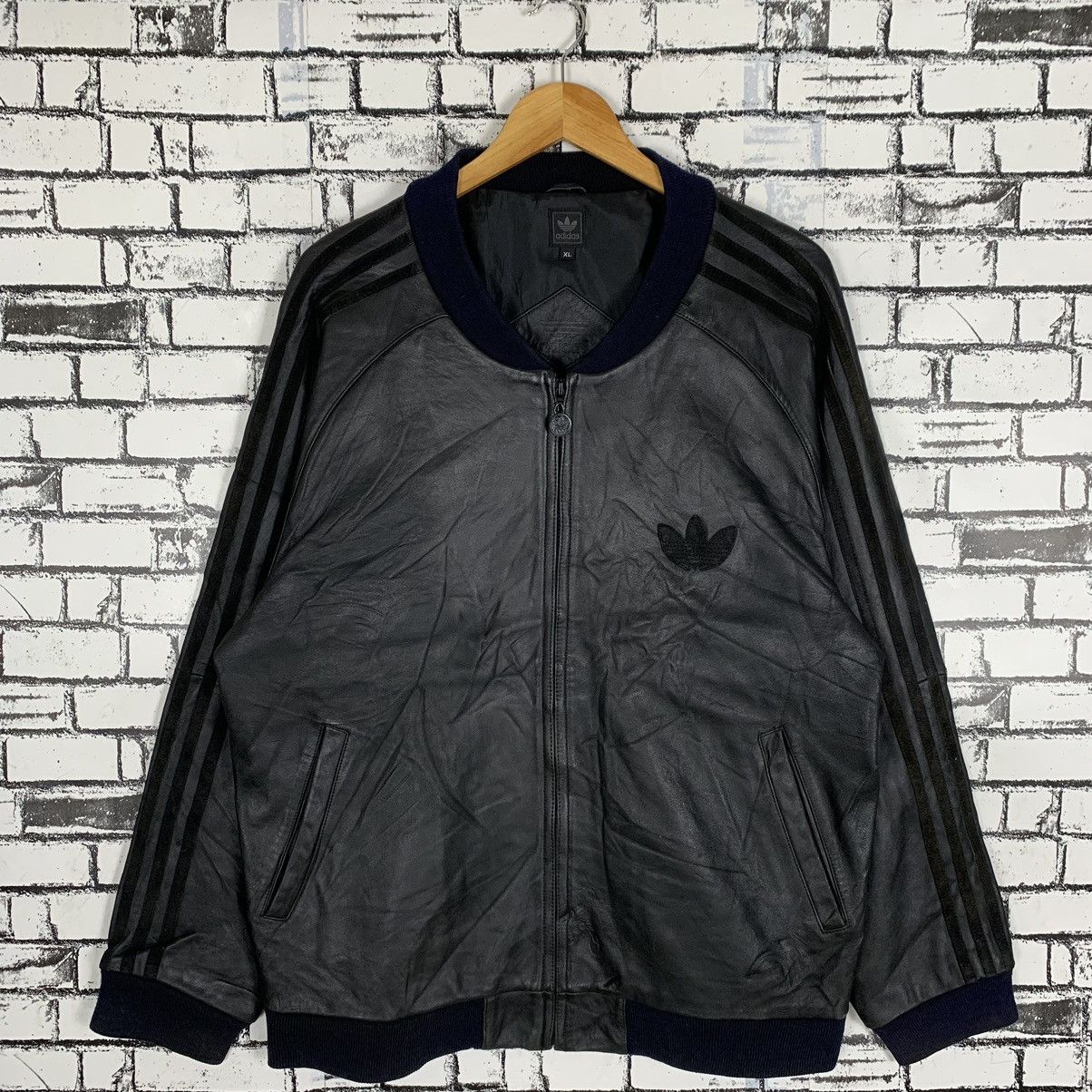 Adidas 3 Stripes Big Logo Leather Jacket - 1