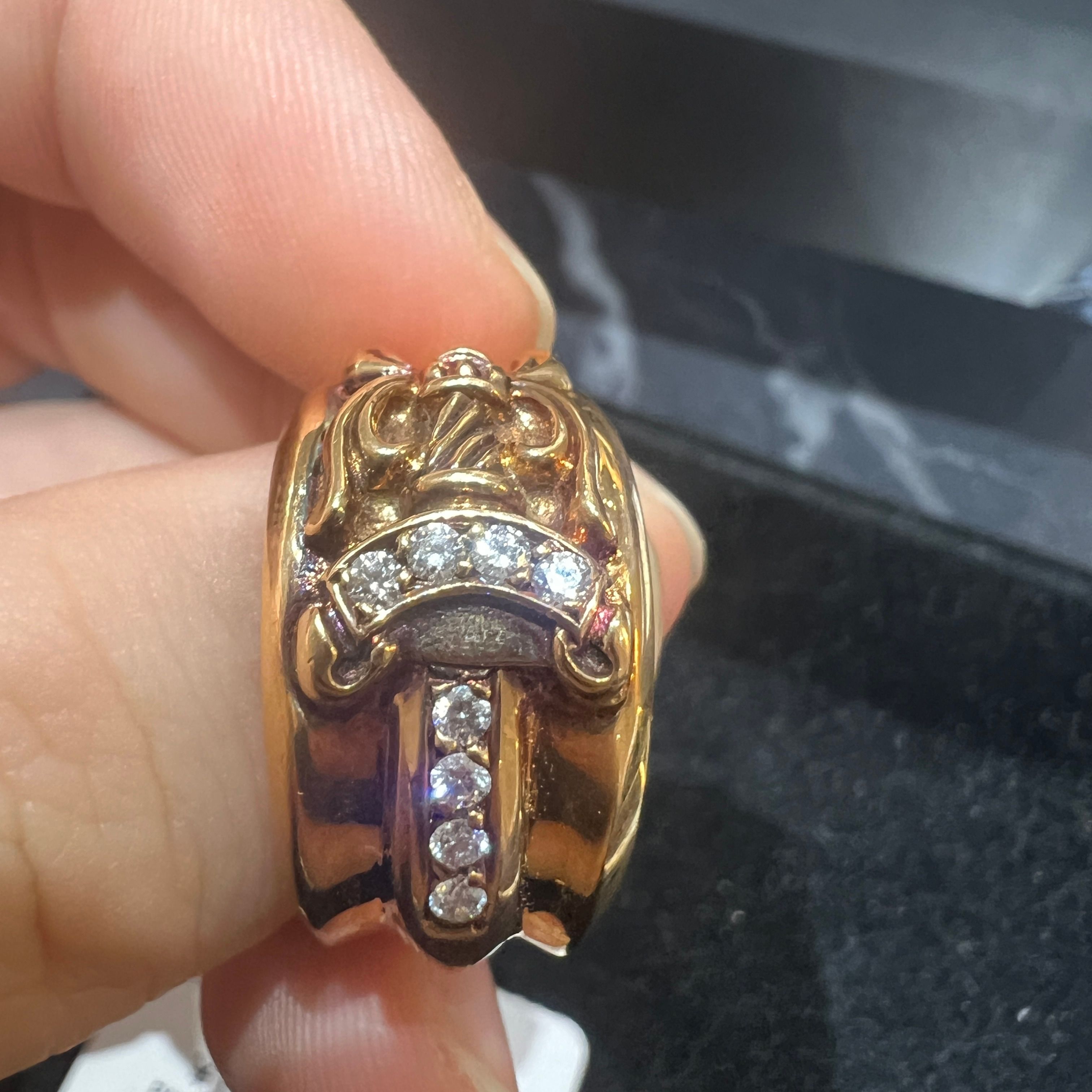 Chrome Hearts Gold Diamond Dagger Ring US9 - 1