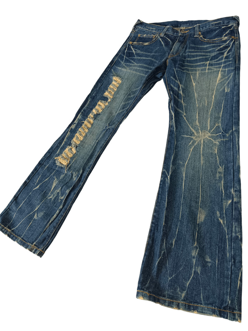 If Six Was Nine - 💥Punk💥 Thunder Whiskers Distress Flare Denim - 1