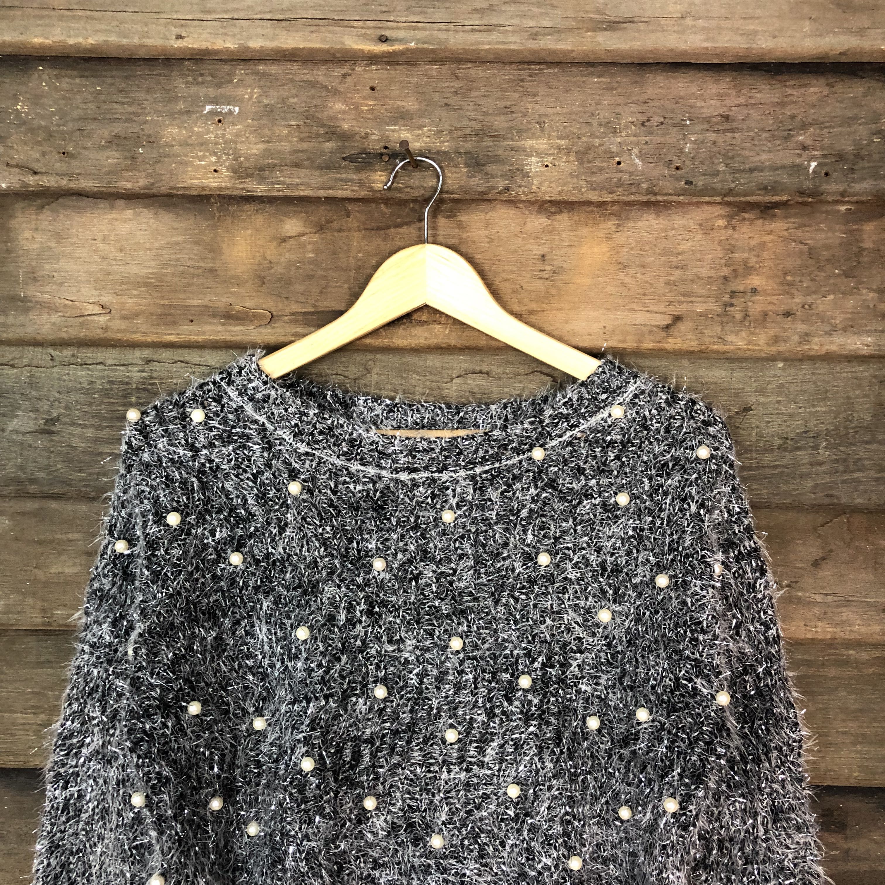 Nuna Grey Shag Shaggy Fur Mohair Knitwear #750  - 2