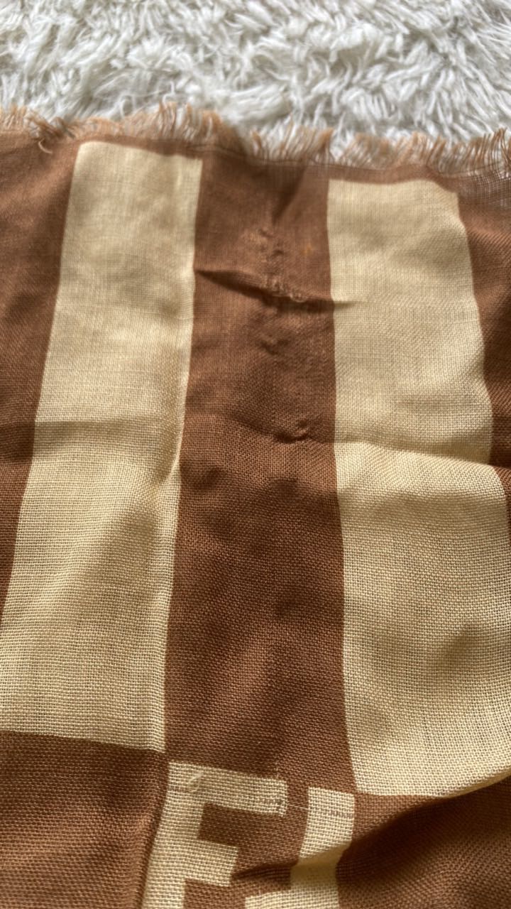 Vintage FENDI Foulard Silk Wool Scarf 11x61 - 10