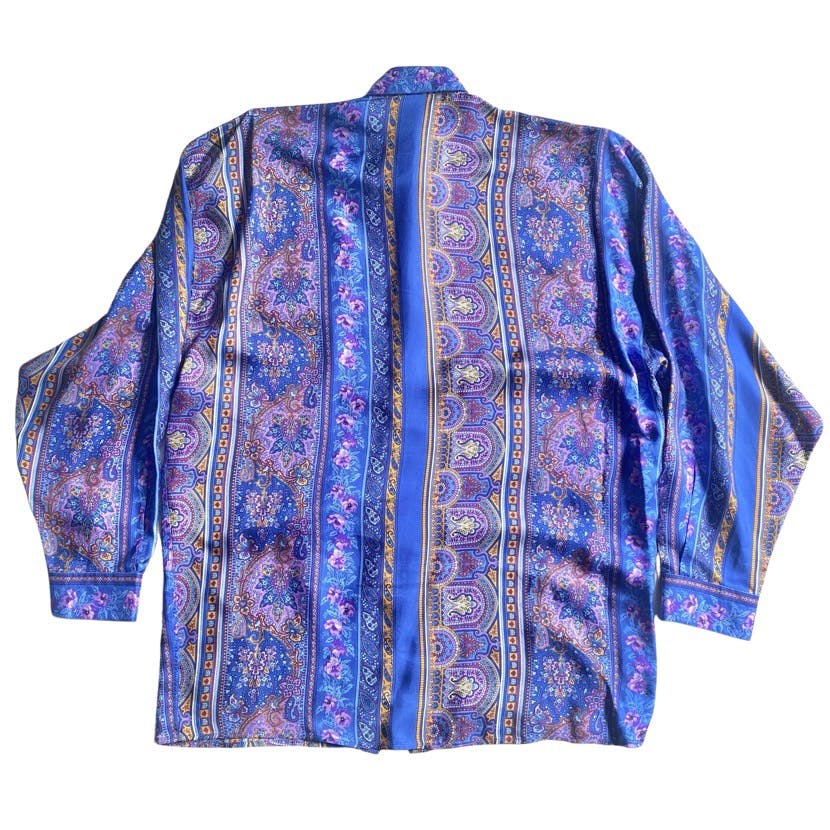 Vintage 90’s V2 Versace Paisley Print Silk Shirt - 2