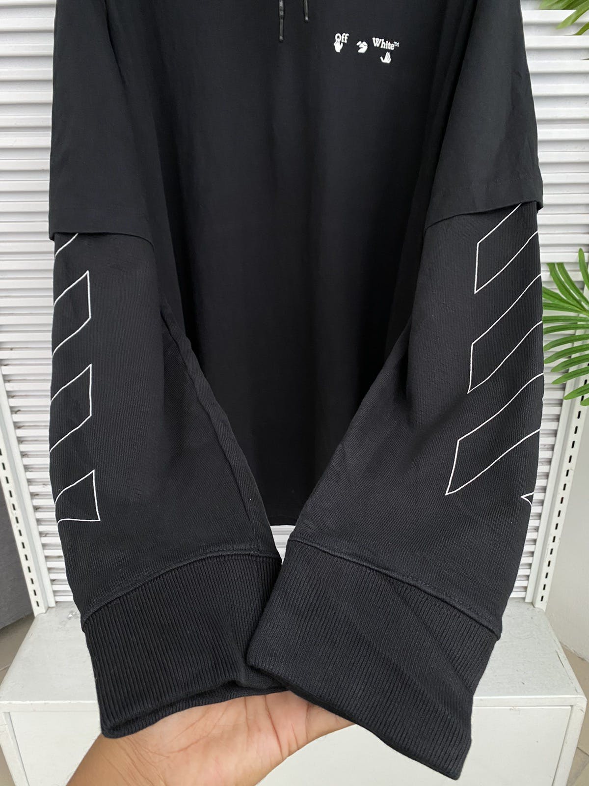 Off-White Virgil Abloh Hoodie Double Layer Connected T-Shirt - 3