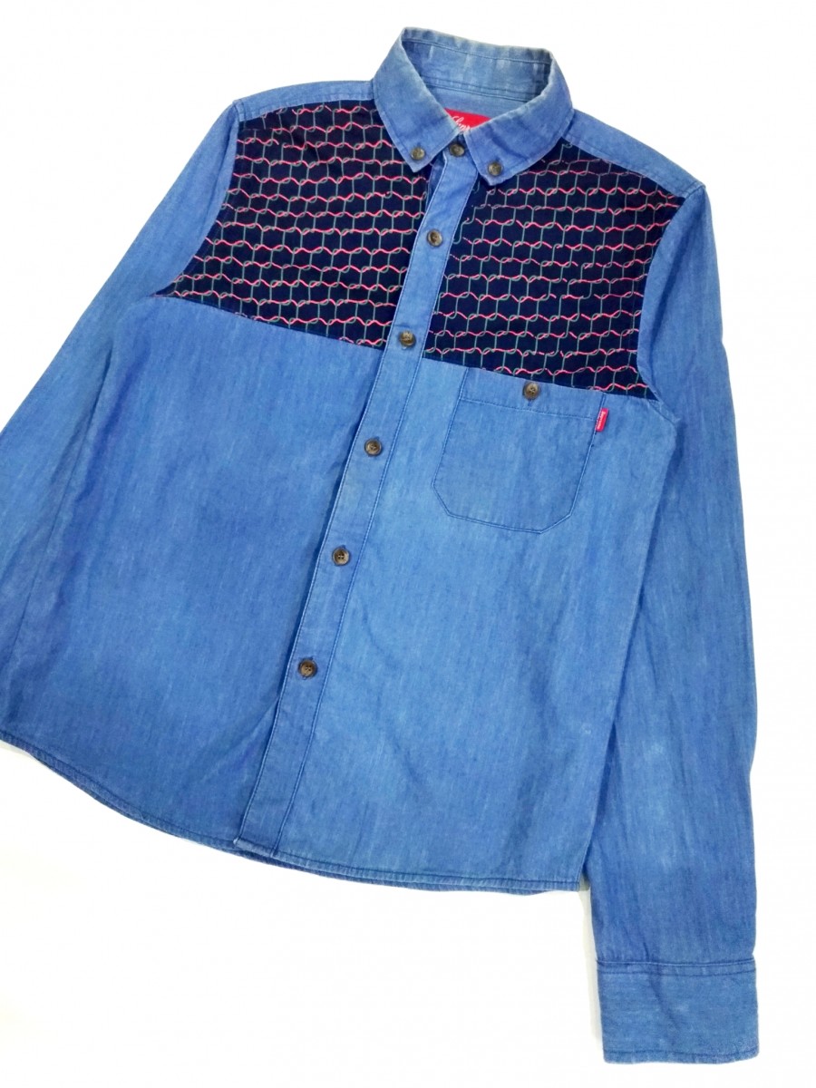 RARE! SUPREME "MESH WIRE" STYLE CHAMBRAY SHIRT - 3