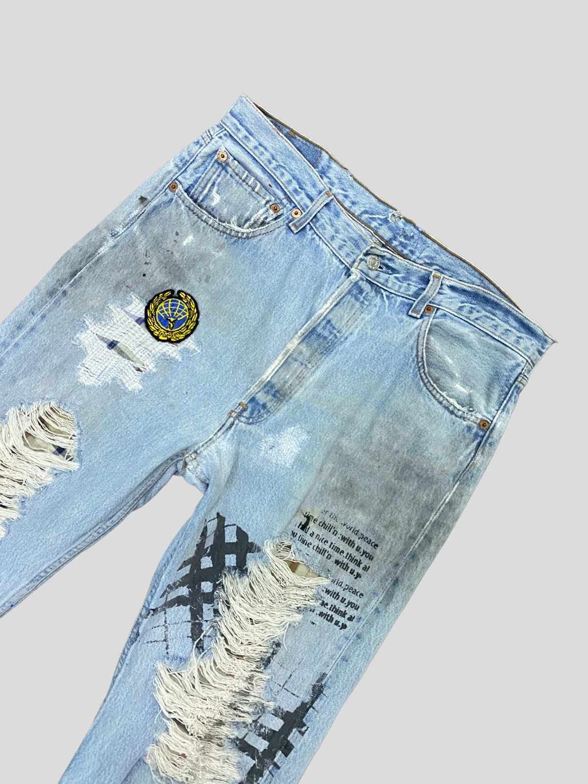 VINTAGE 90s Levi's 501 DISTRESSED CUSTOM CHE QUEVARA DENIM - 11