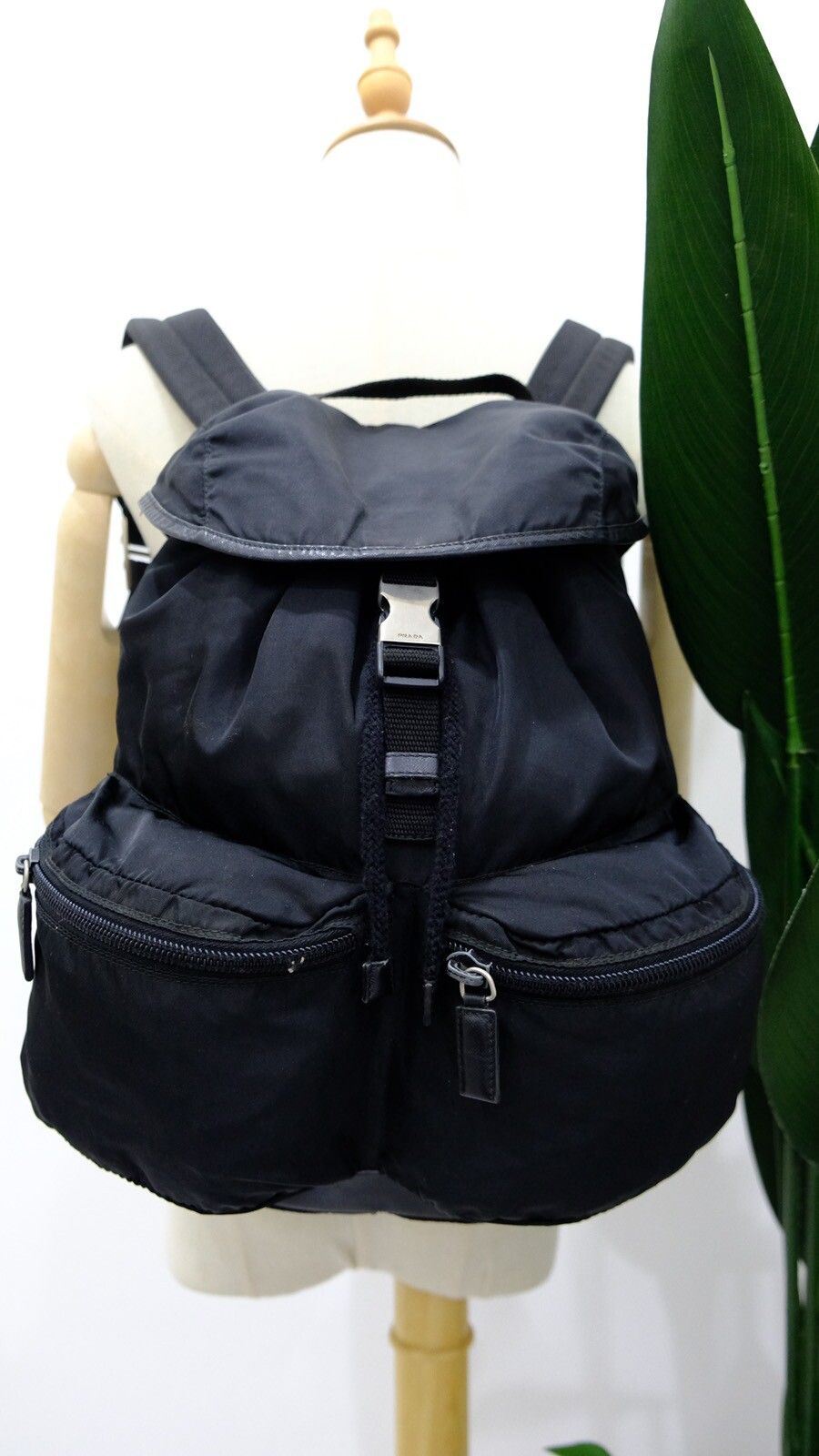 Authentic prada backpack Black Nylon Double pocket - 1