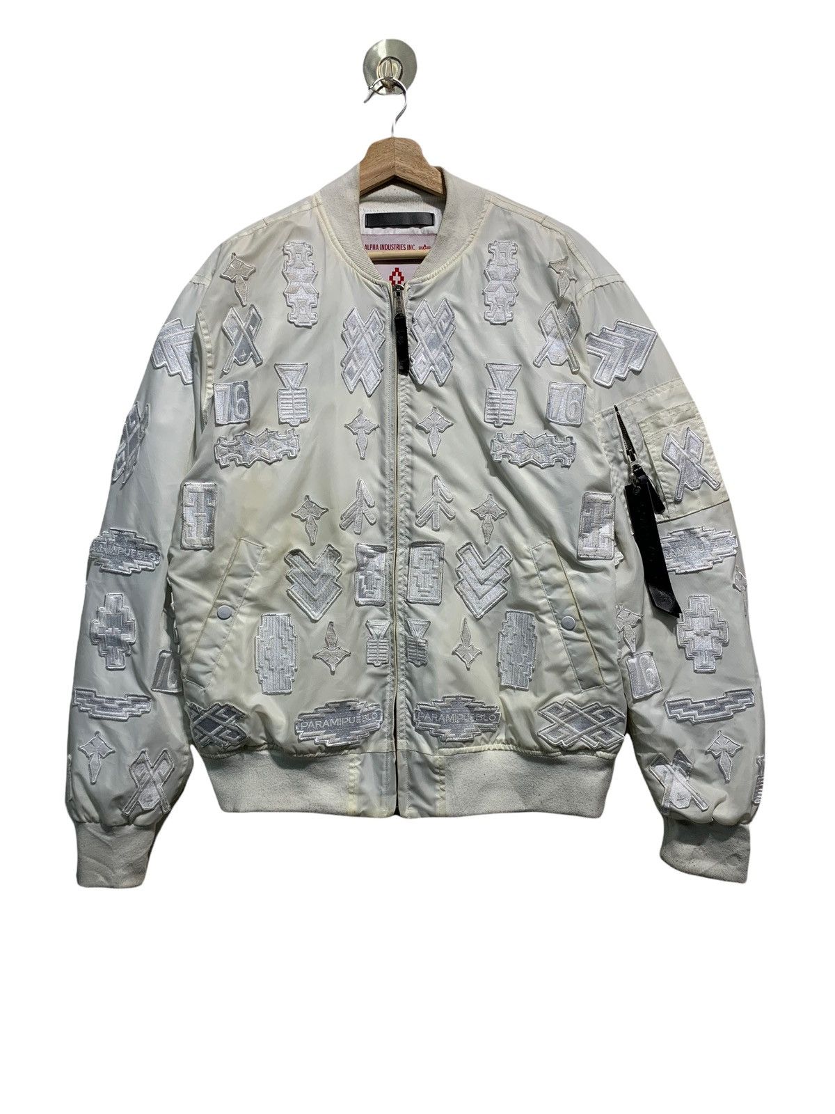 🔥MARCELO BURLON X ALPHA IND WHITE PATCHES EMBROIDERY JACKETS - 1