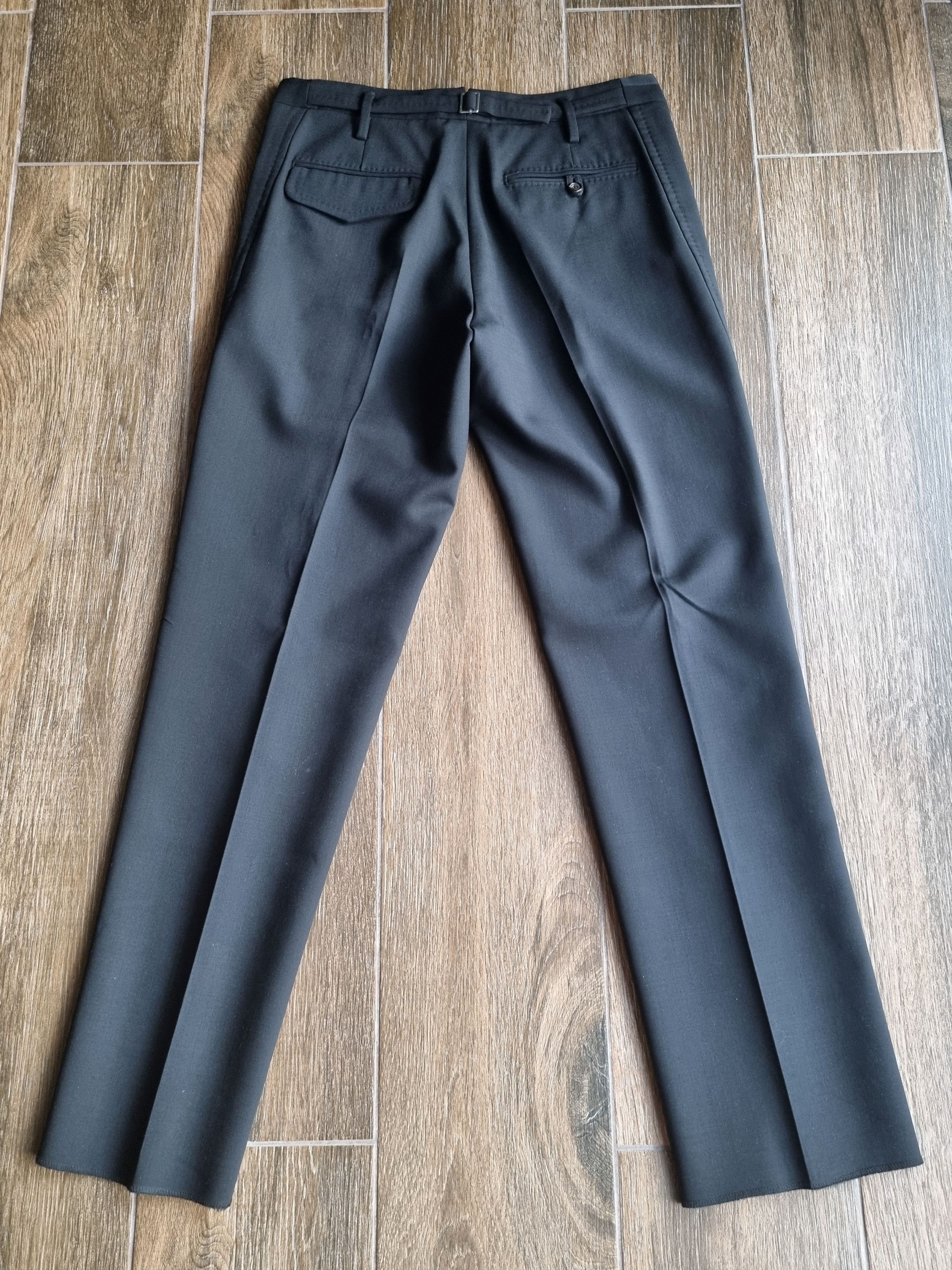 black formal dress wool pants with leather details - 6