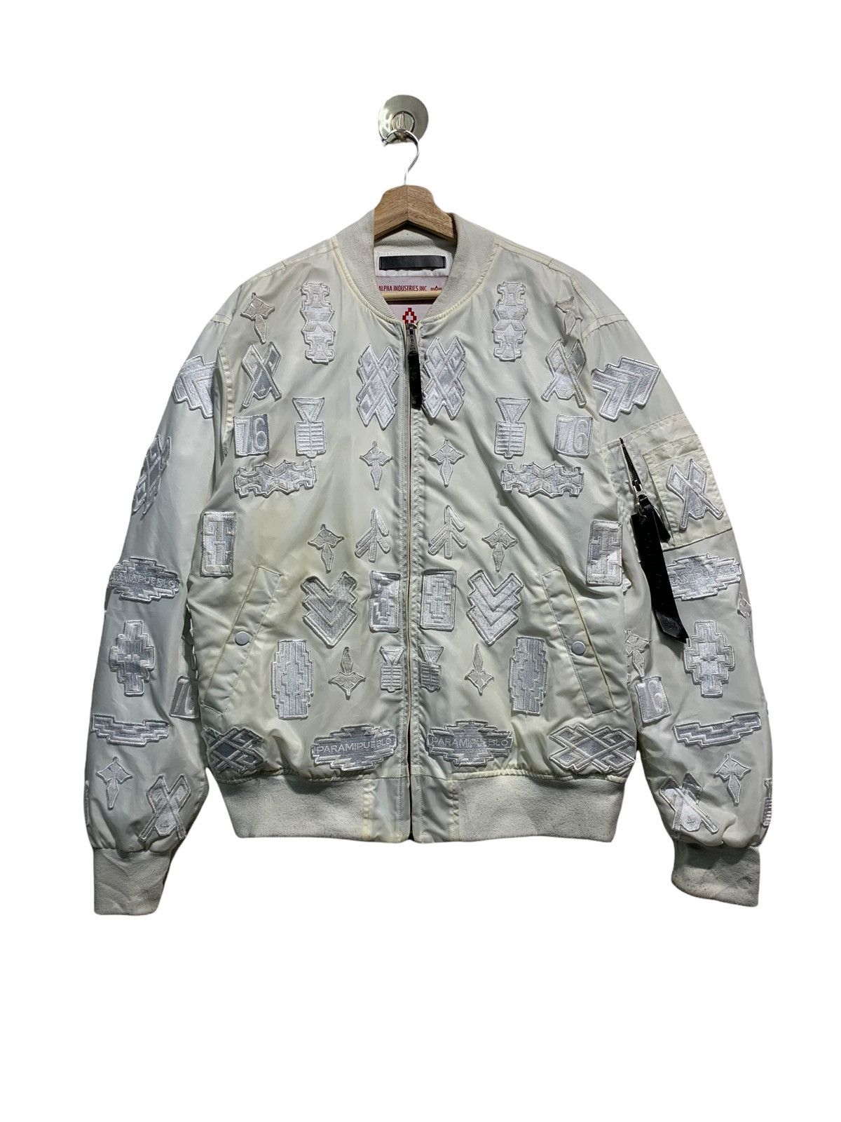 🔥MARCELO BURLON X ALPHA IND WHITE PATCHES EMBROIDERY JACKETS - 2