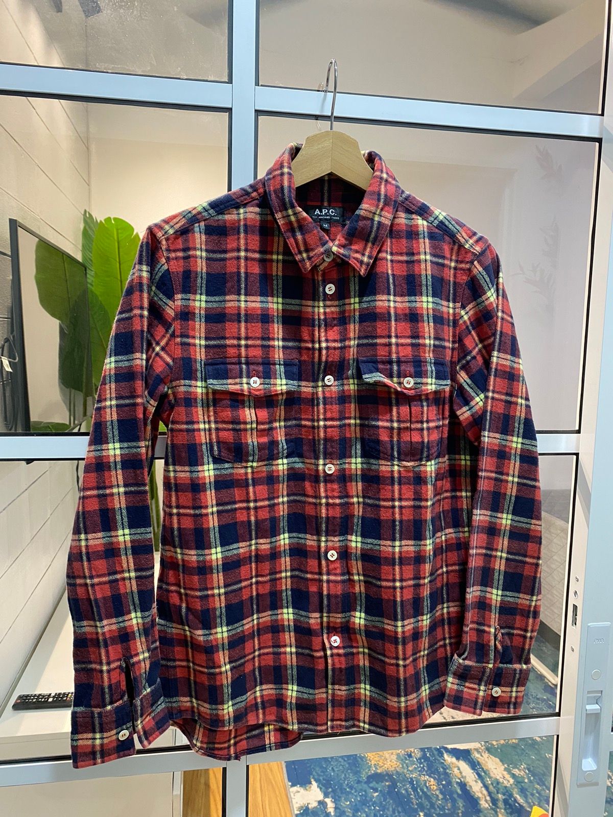 Plaid Flannel Button Up Shirt - 1