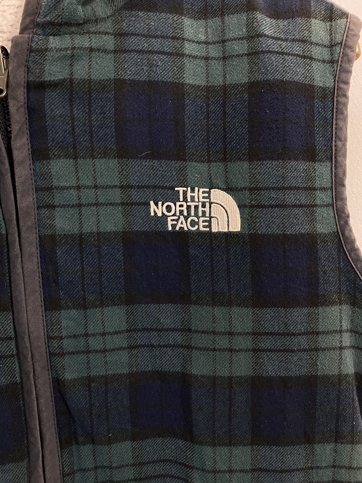 The North Face Green Tartan Fleece Vest Hoodie - 4
