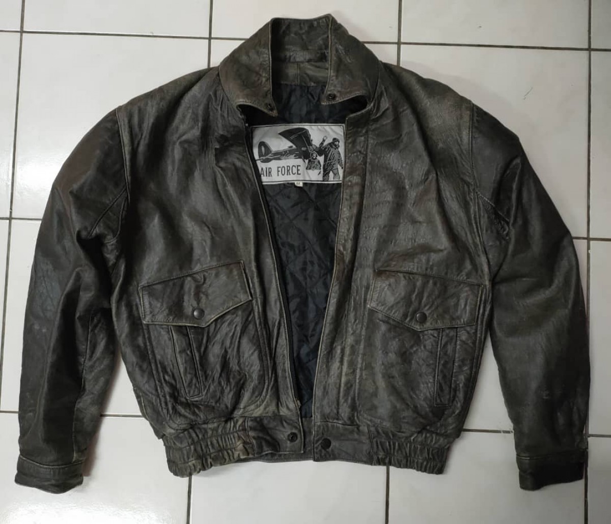 Leather Jacket - Airforce Leather Bomber Jacket - 1