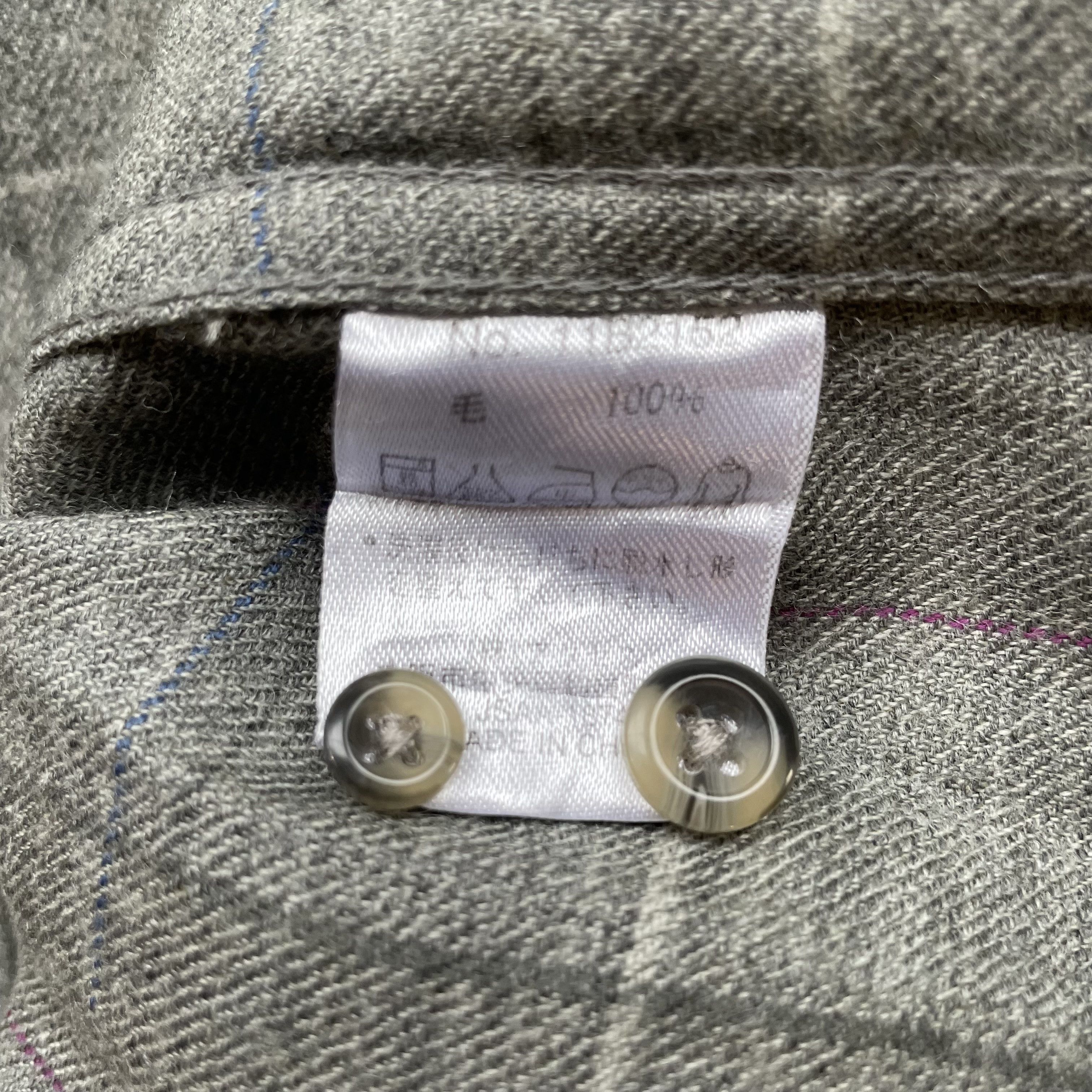 Kansai Yamamoto - Minimalist Check Shirt, Wool, (JP LL) - 5