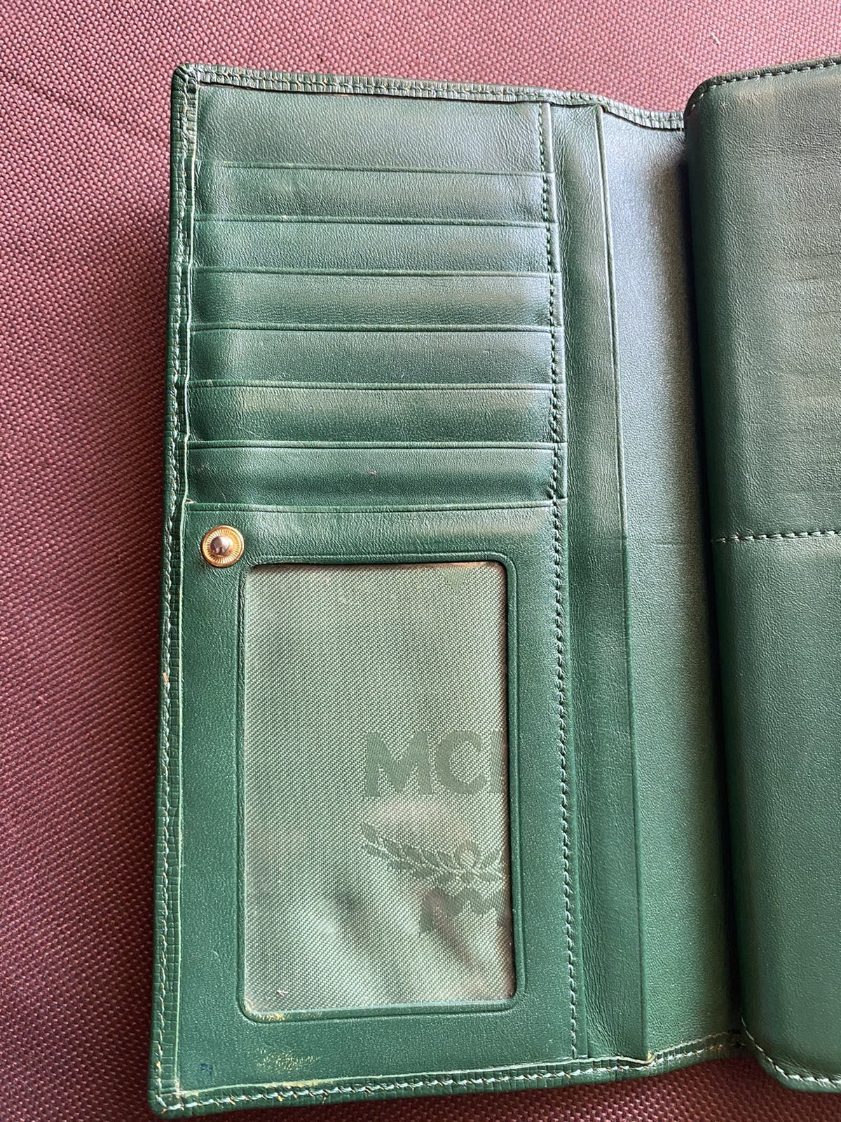 Authentic MCM Green Leather Long Wallet - 16