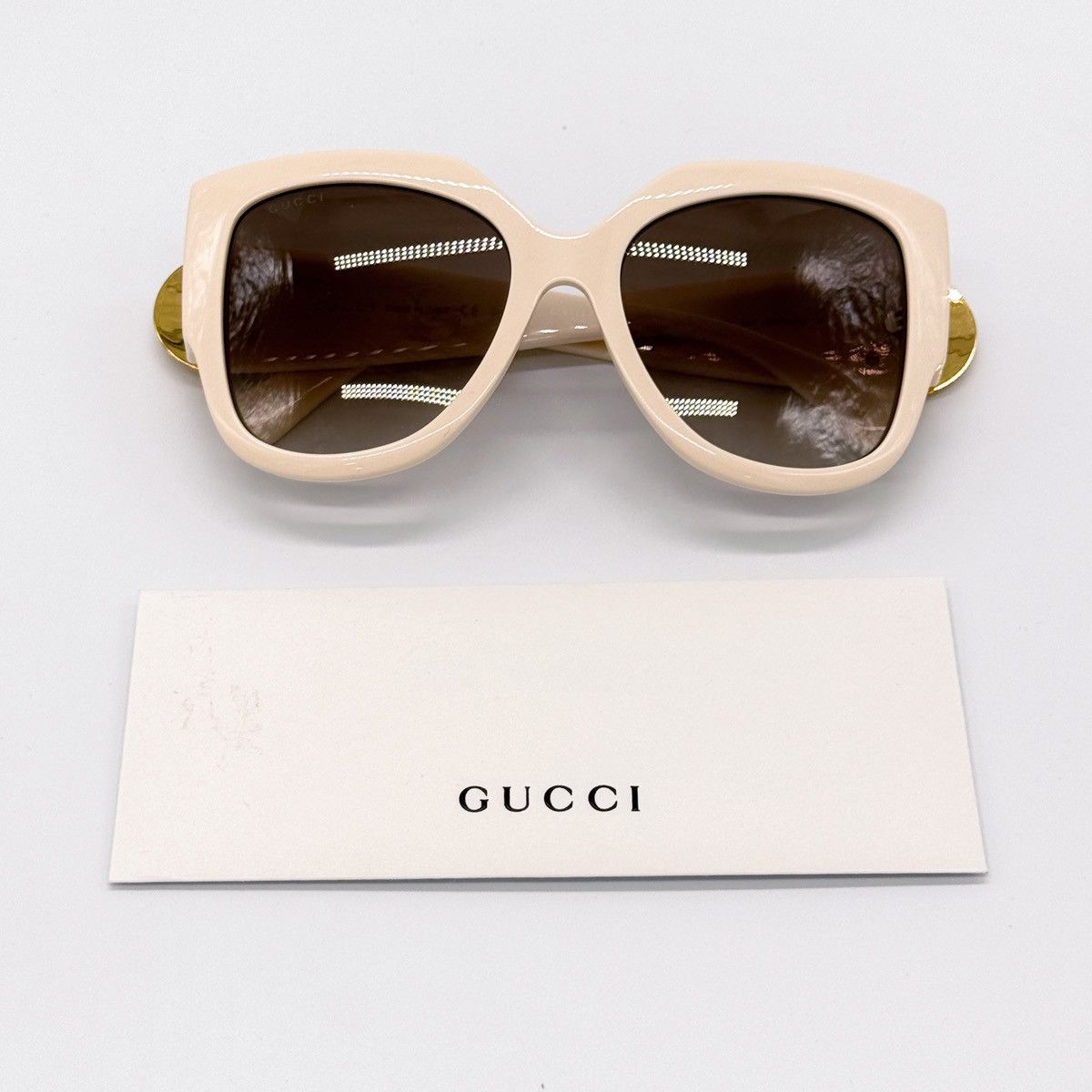 NEW GUCCI GG1407S 004 BEIGE BROWN OVERSIZED WOMEN SUNGLASSES - 11