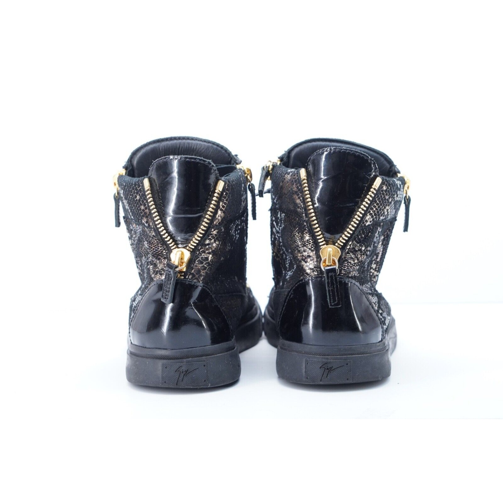 Giuseppe Zanotti Sneaker Boot Black Gold Snakeskin Double Zi - 12