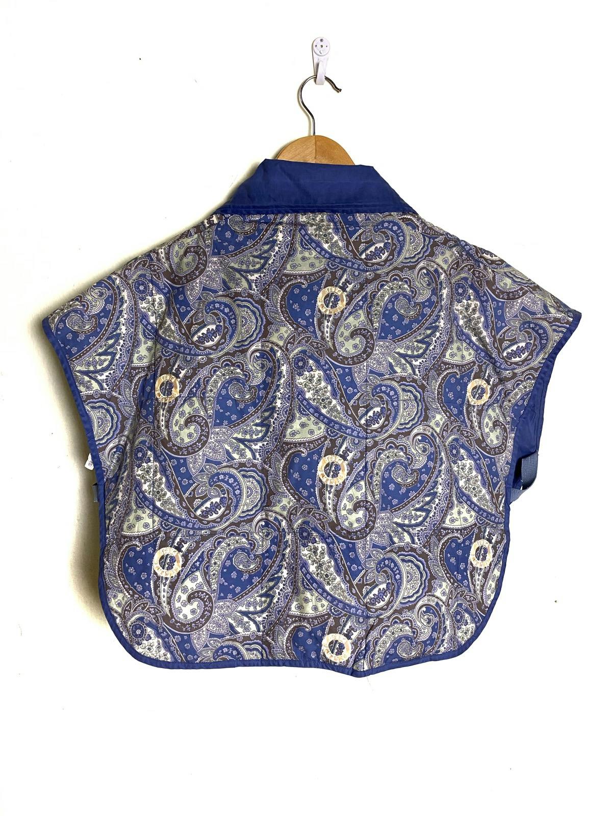 Vintage Celine Blue Paisley Puffer Cropped Vest - 3