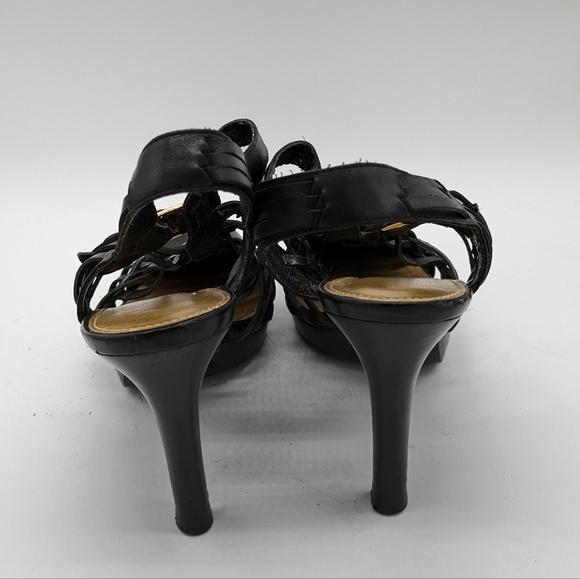 Lauren Ralph Lauren Black Leather Weave Closed Toe Heels Women's 8.5M - 2