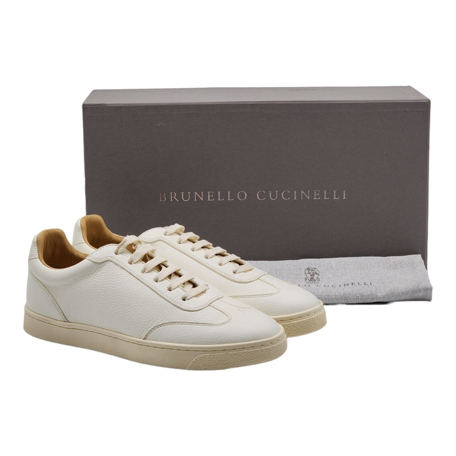 Deerskin Leather Low Top Sneakers Off White size 40 7US $995 - 3