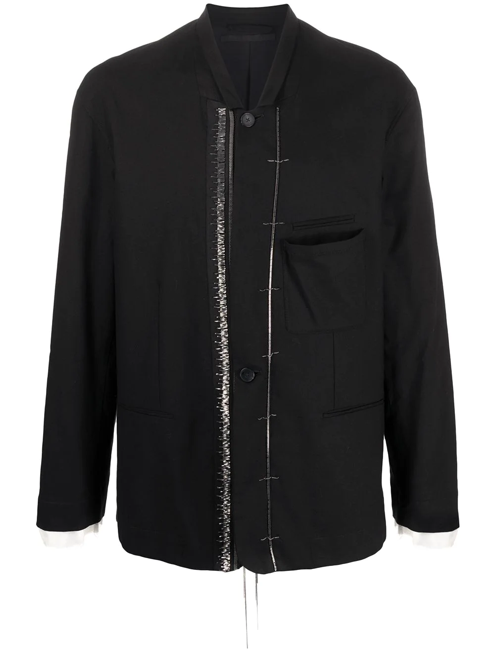 Haider Ackermann Black Cotton Metal-Embellished Jacket - 1