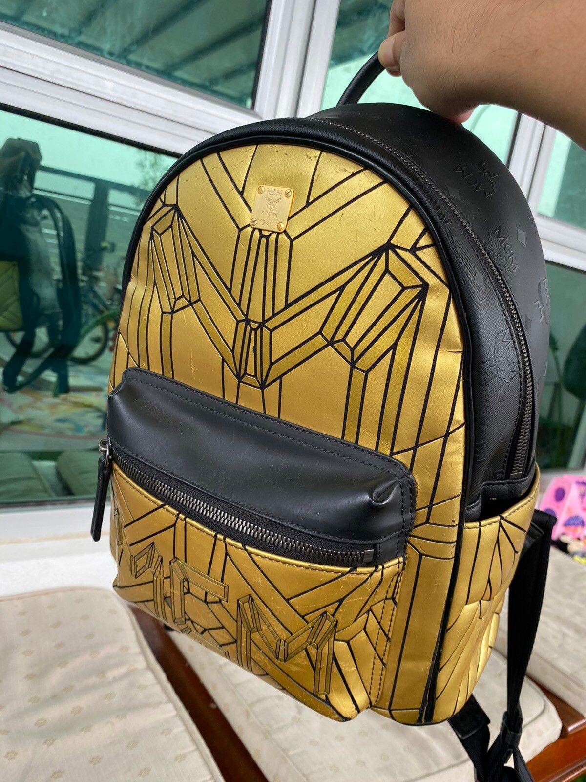 MCM Small Gold Backpack SCRATCHES - 5