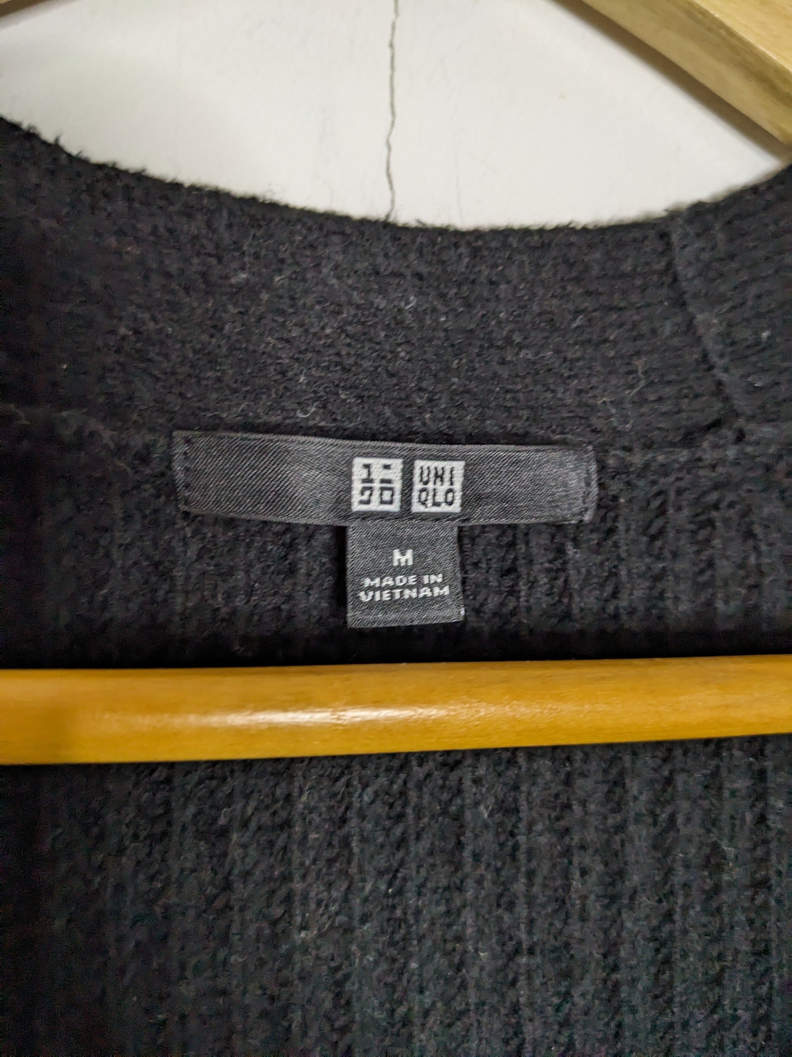 Uniqlo Crocheted Pattern Cotton Knit Sweater Black Cardigan - 6